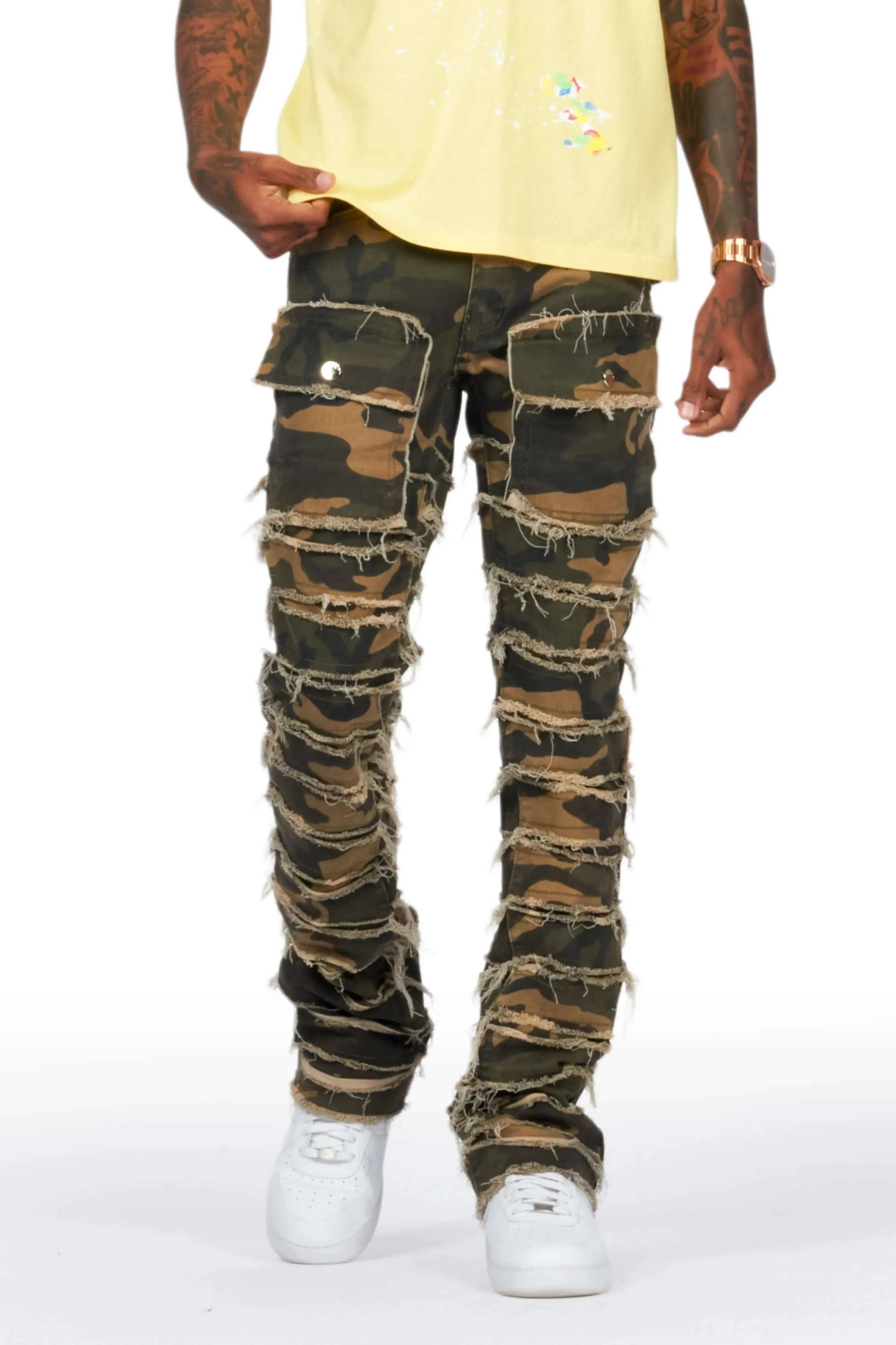 Kinby Camo Stacked Flare Jean sold by Rockstar Original