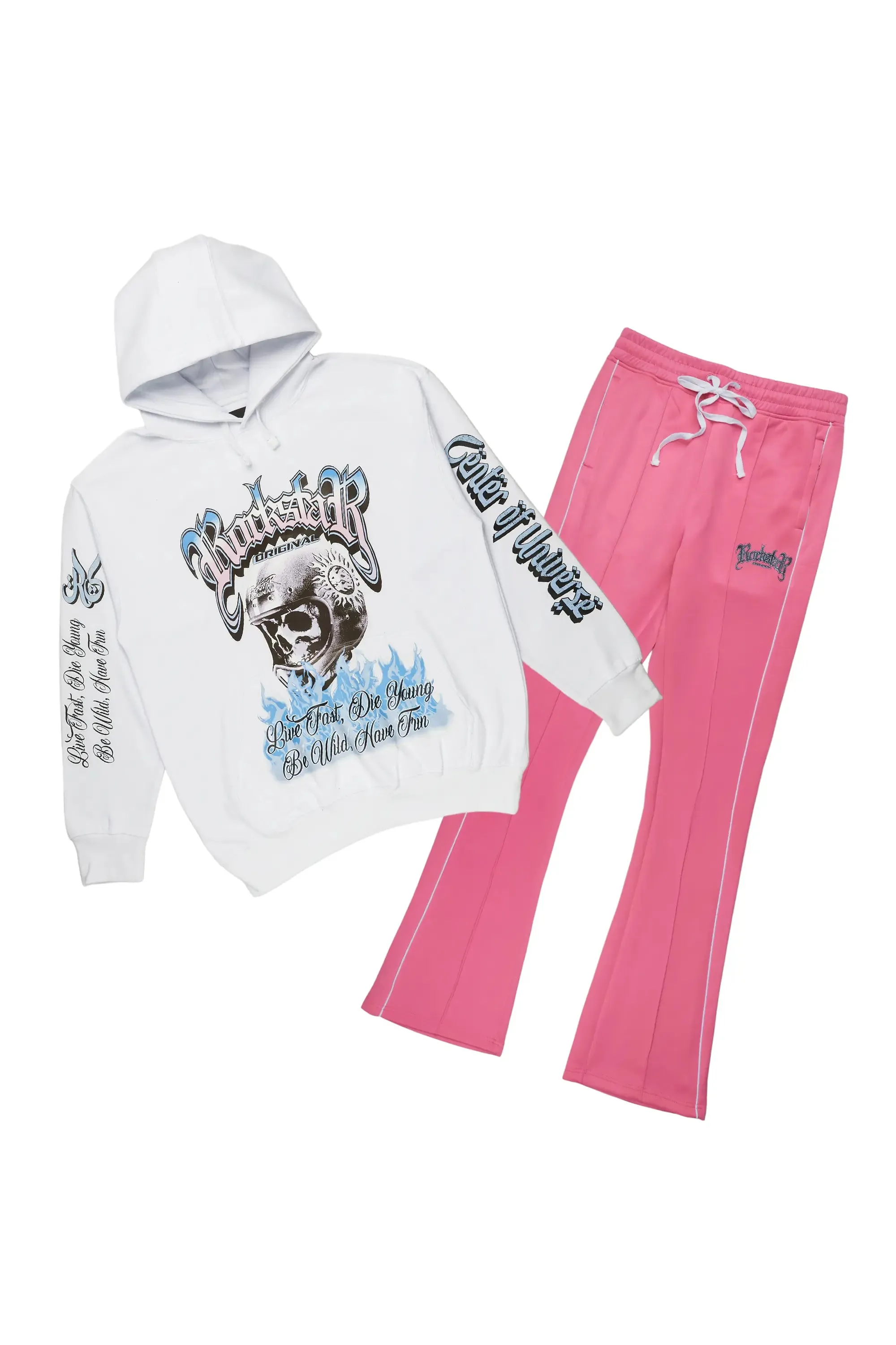 Kimball White/Pink Graphic Hoodie/Track Pant Set sold by Rockstar Original product image thumbnail 2
