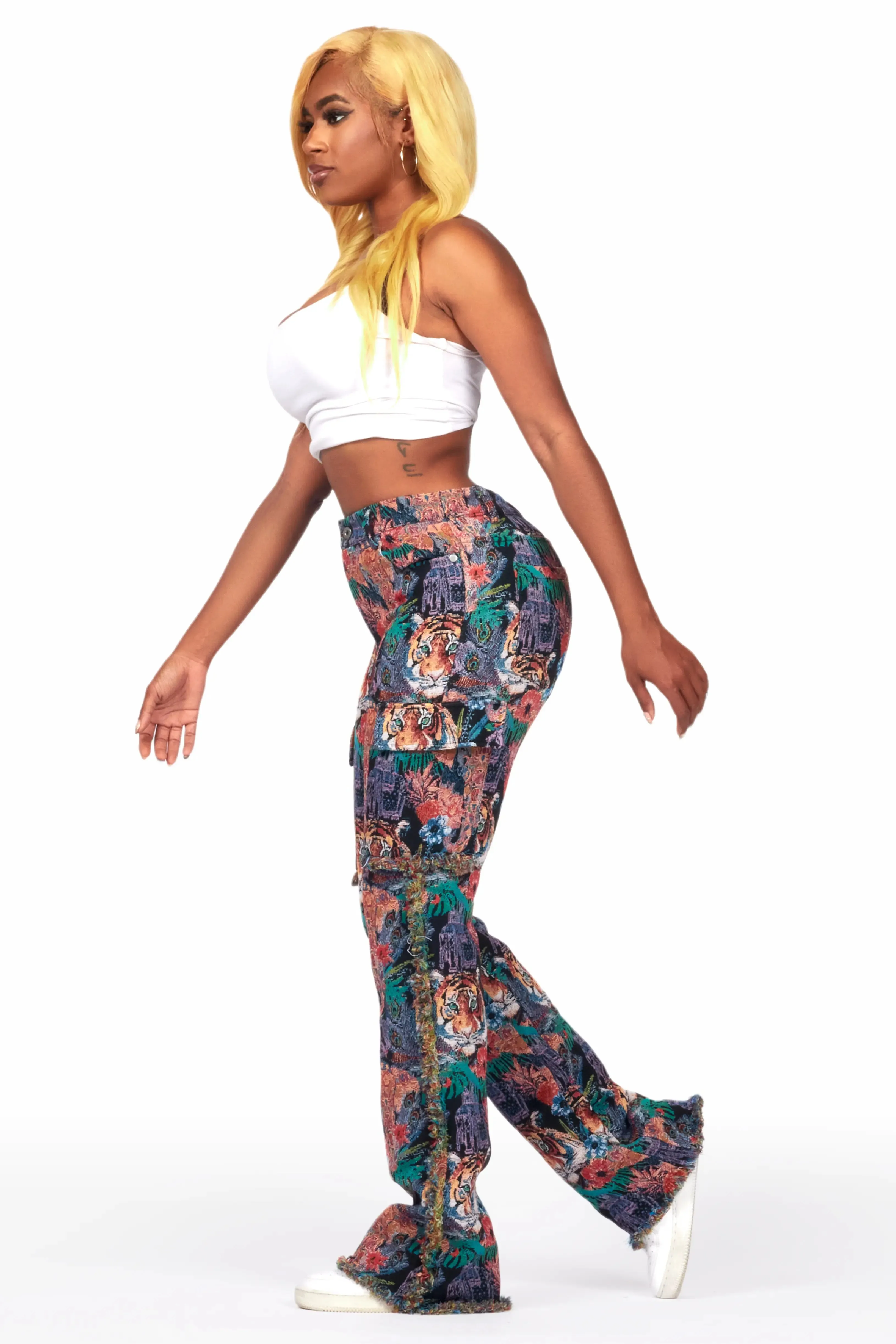 Rena Black Tapestry Stacked Pant sold by Rockstar Original product image thumbnail 3