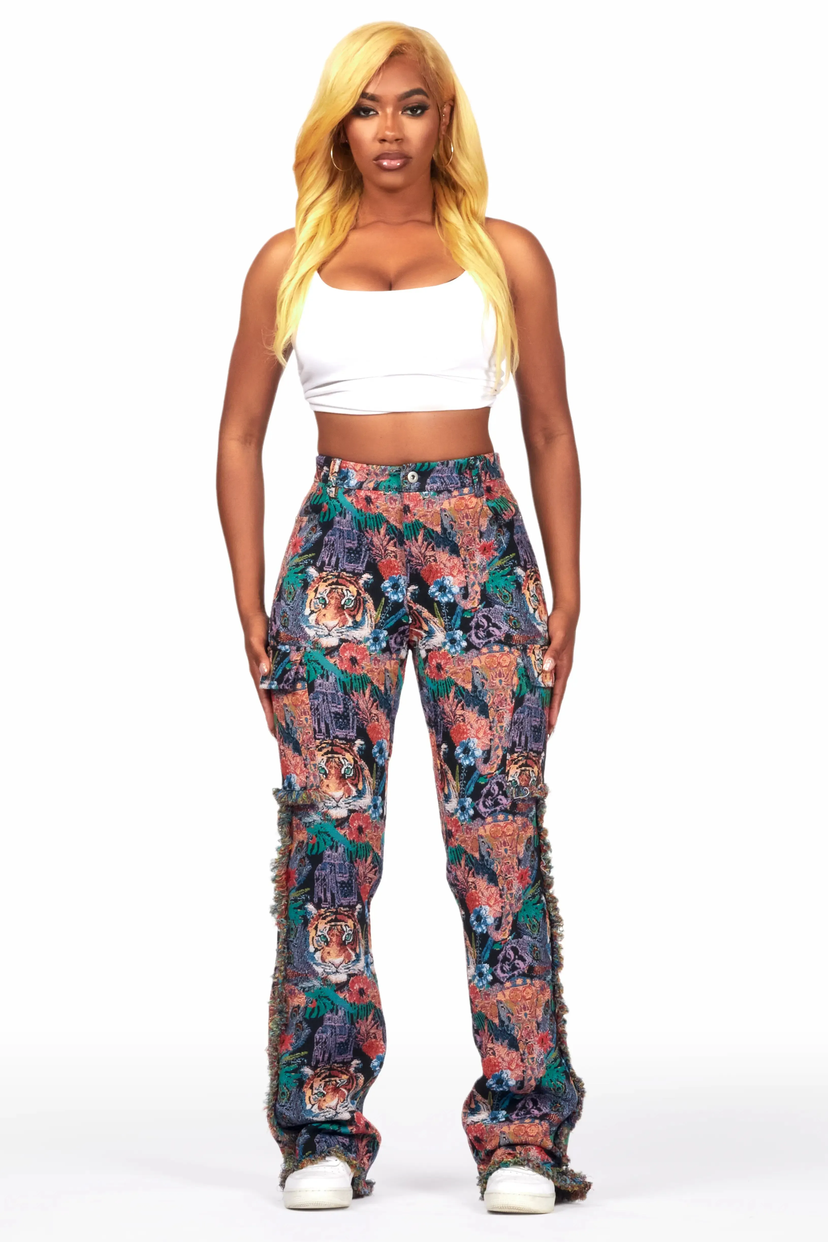 Rena Black Tapestry Stacked Pant sold by Rockstar Original product image thumbnail 2