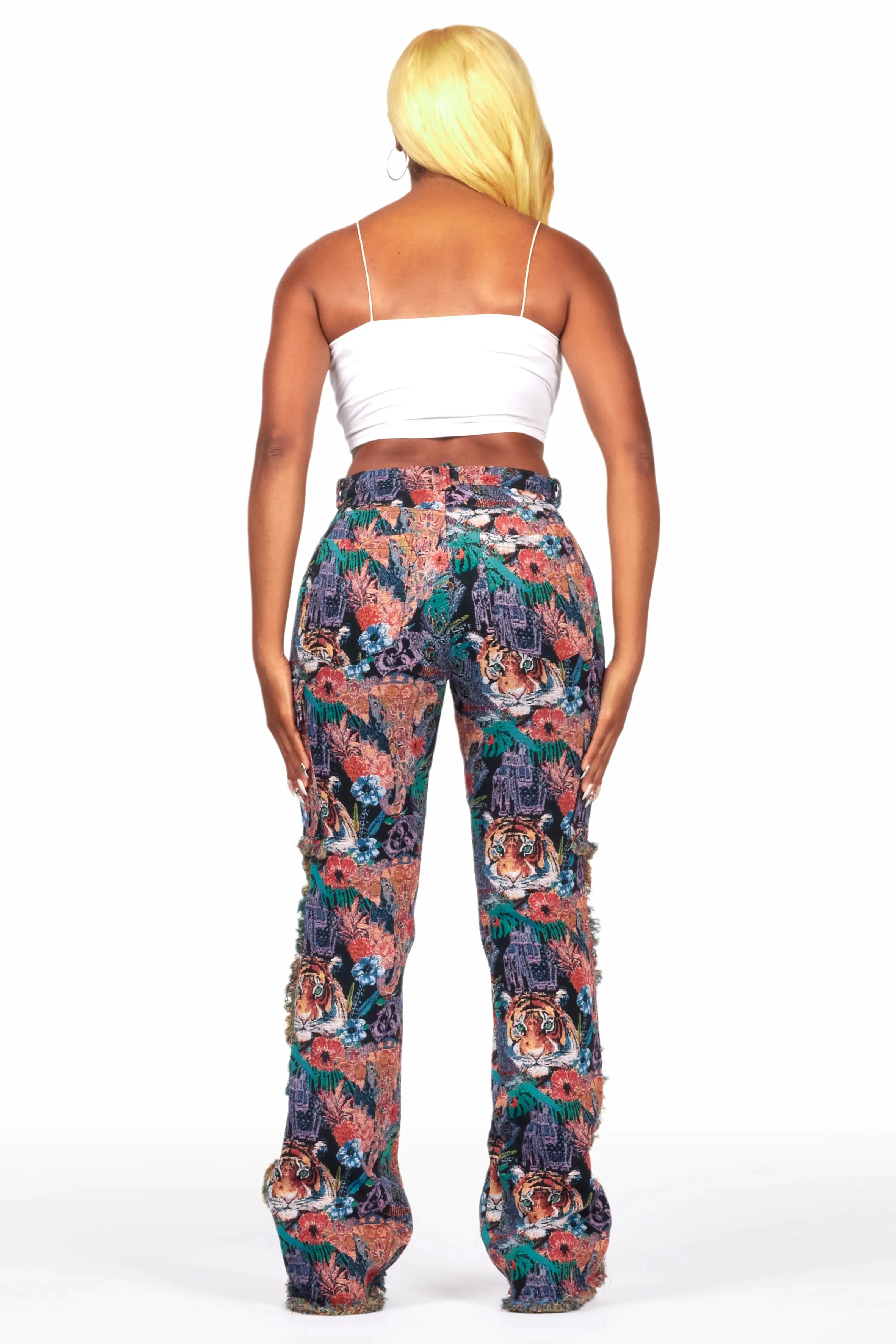 Rena Black Tapestry Stacked Pant sold by Rockstar Original product image thumbnail 5