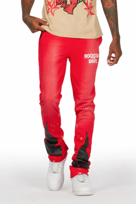 Damani Red Patchwork Stacked Flare Pants sold by Rockstar Original