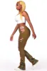 Curtia Olive Painted Stacked Flare Jean sold by Rockstar Original