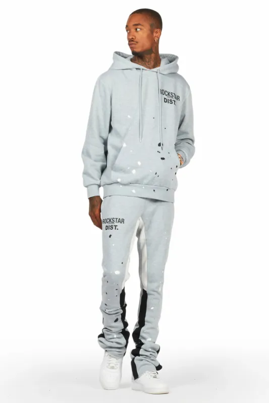 Jaco Heather Grey Hoodie/Super Stacked Flare Pant Track Set sold by Rockstar Original