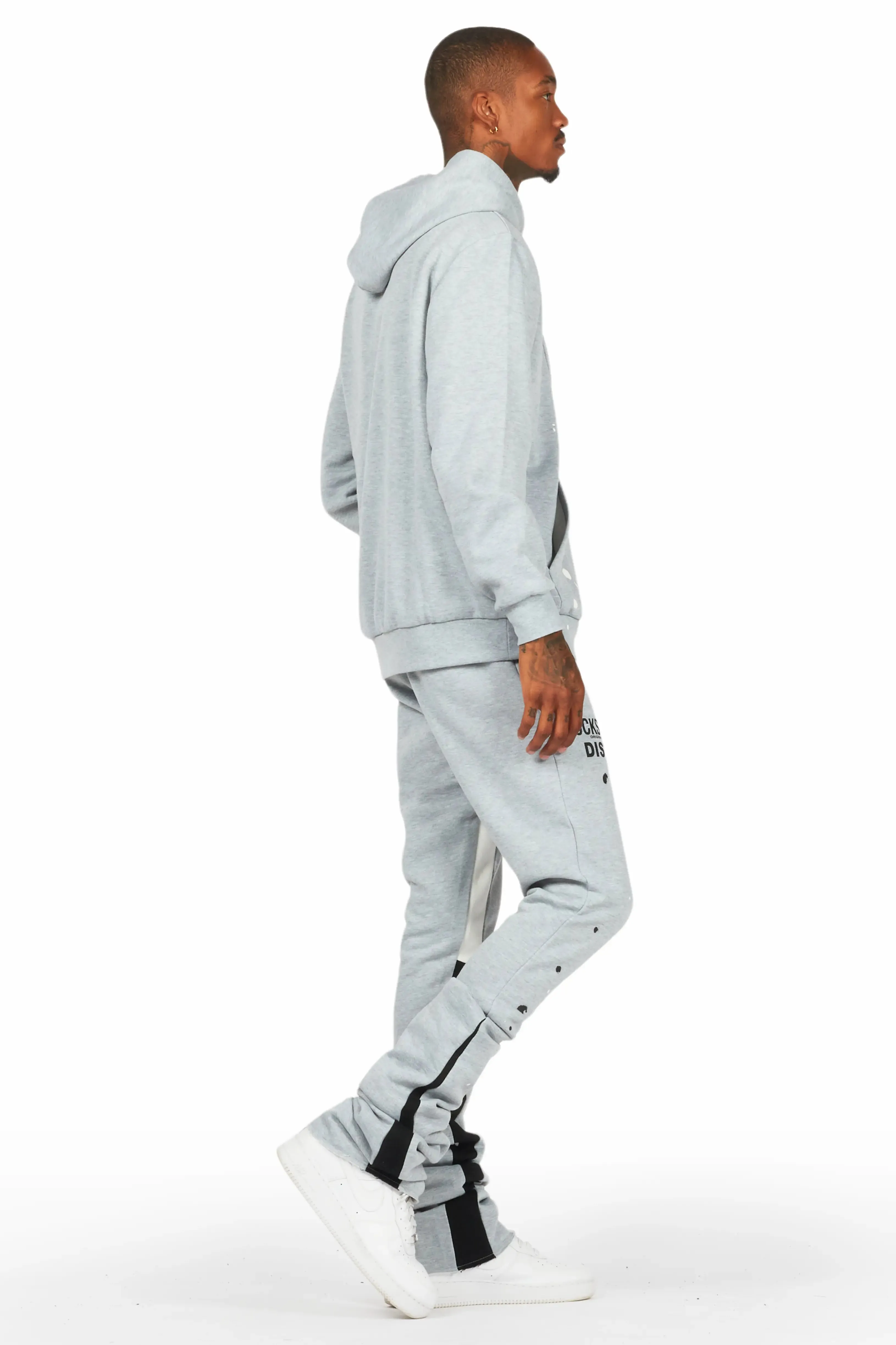 Jaco Heather Grey Hoodie/Super Stacked Flare Pant Track Set sold by Rockstar Original product image thumbnail 2