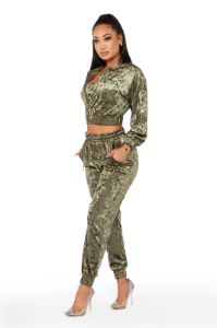 Sasha Olive 3 Piece Velour Trackset sold by Rockstar Original