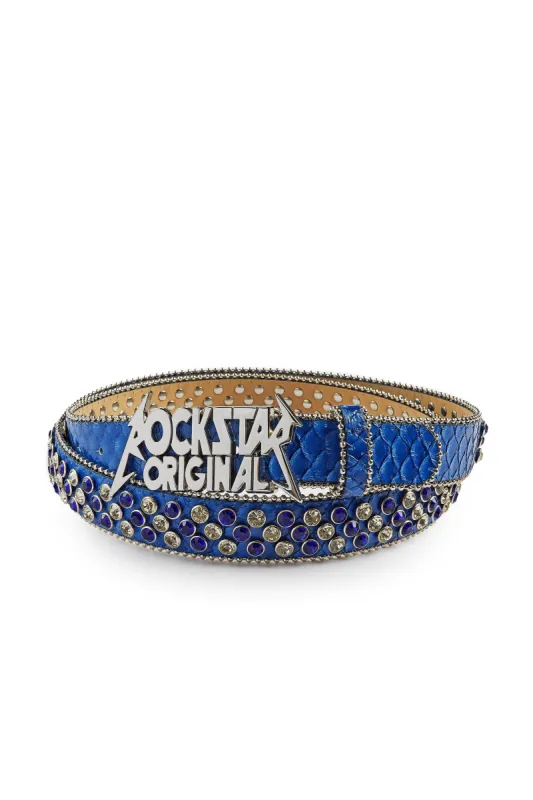 Blaze Rockstar Silver/Blue Logo Belt sold by Rockstar Original