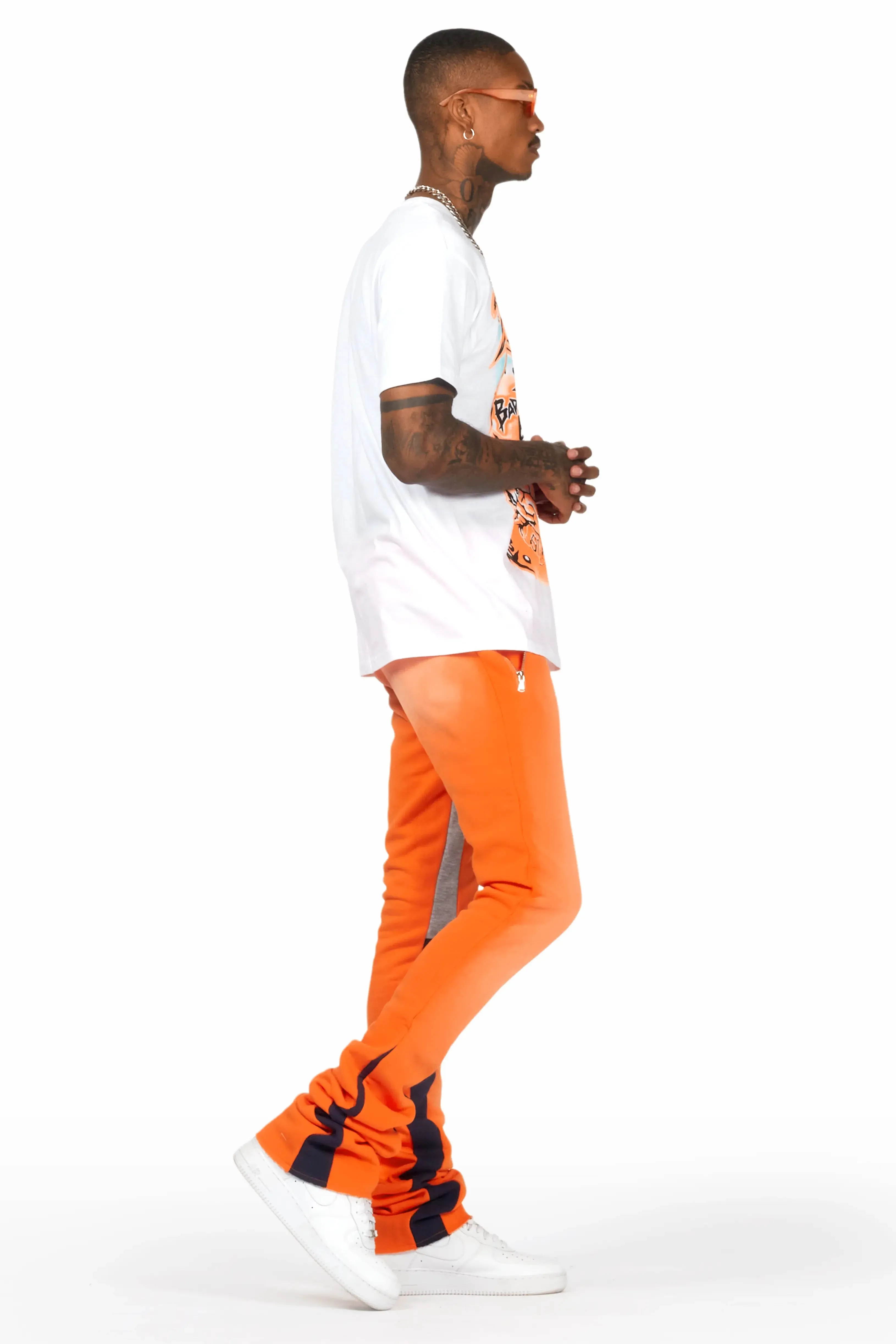 Braindead White/Orange T-Shirt/Super Stacked Track Set sold by Rockstar Original product image thumbnail 3