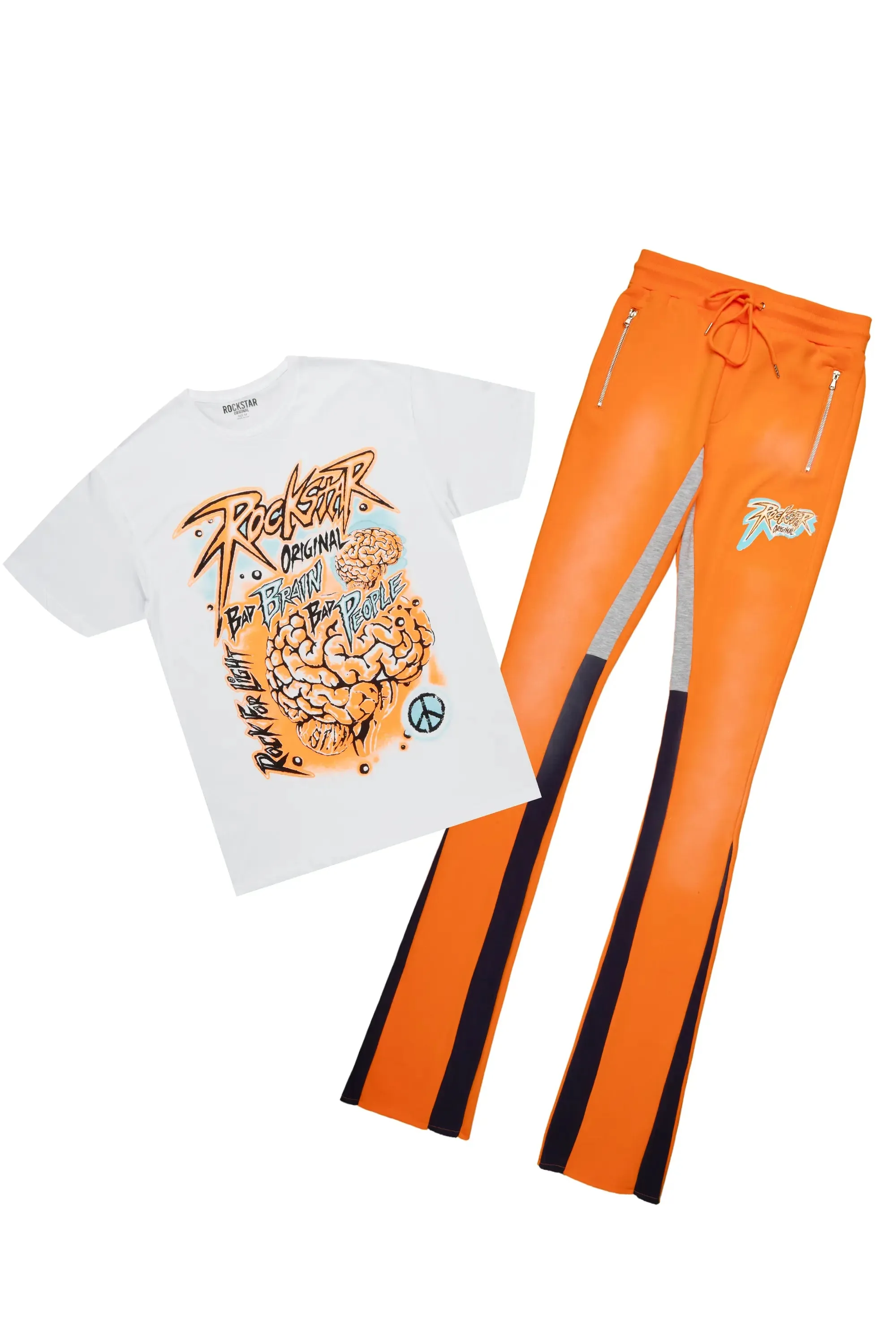 Braindead White/Orange T-Shirt/Super Stacked Track Set sold by Rockstar Original