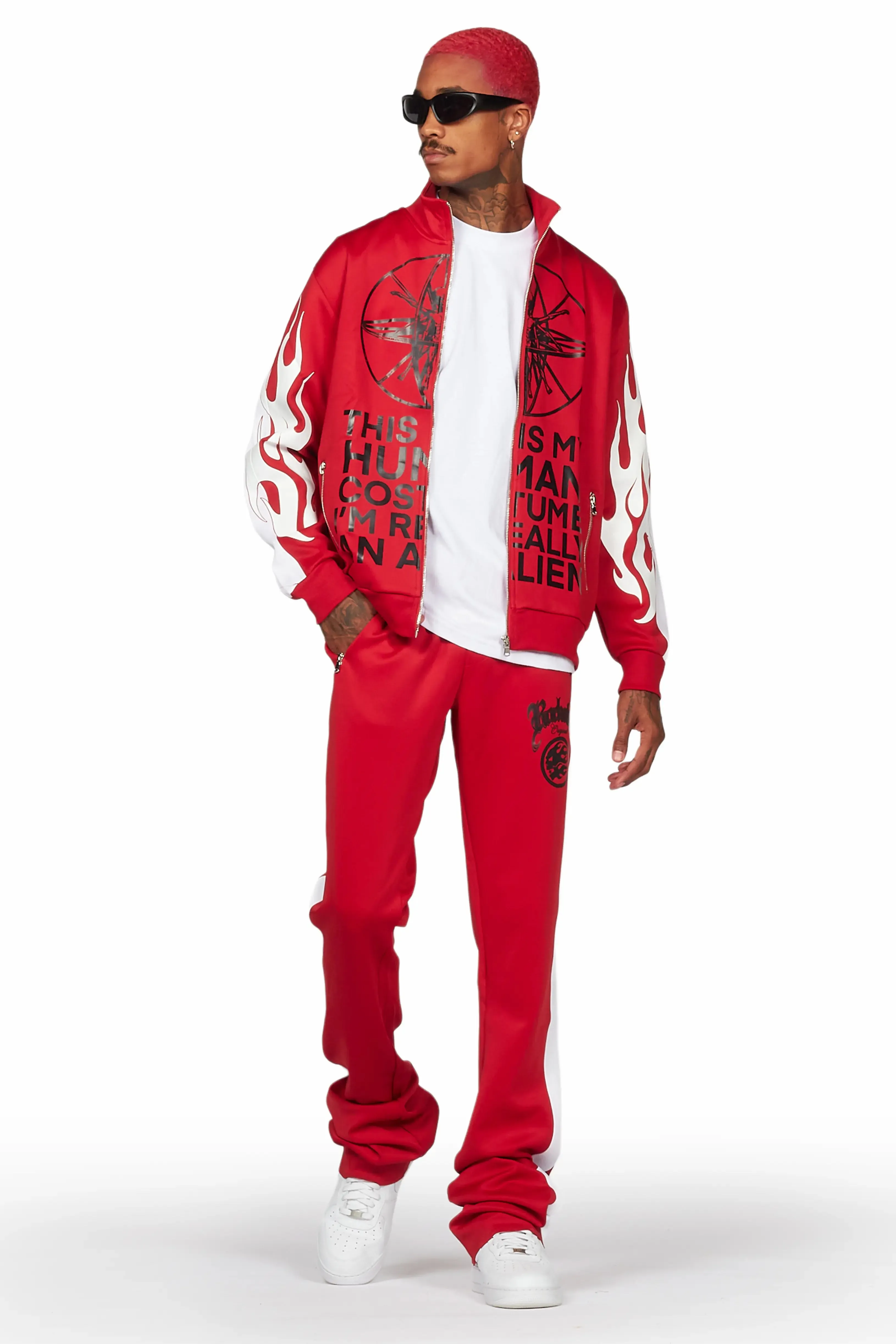 Galyn Red Tricot Super Stacked Track Set sold by Rockstar Original