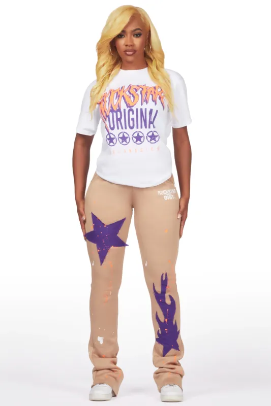 Kamylle White/Tan T-Shirt Trackset sold by Rockstar Original