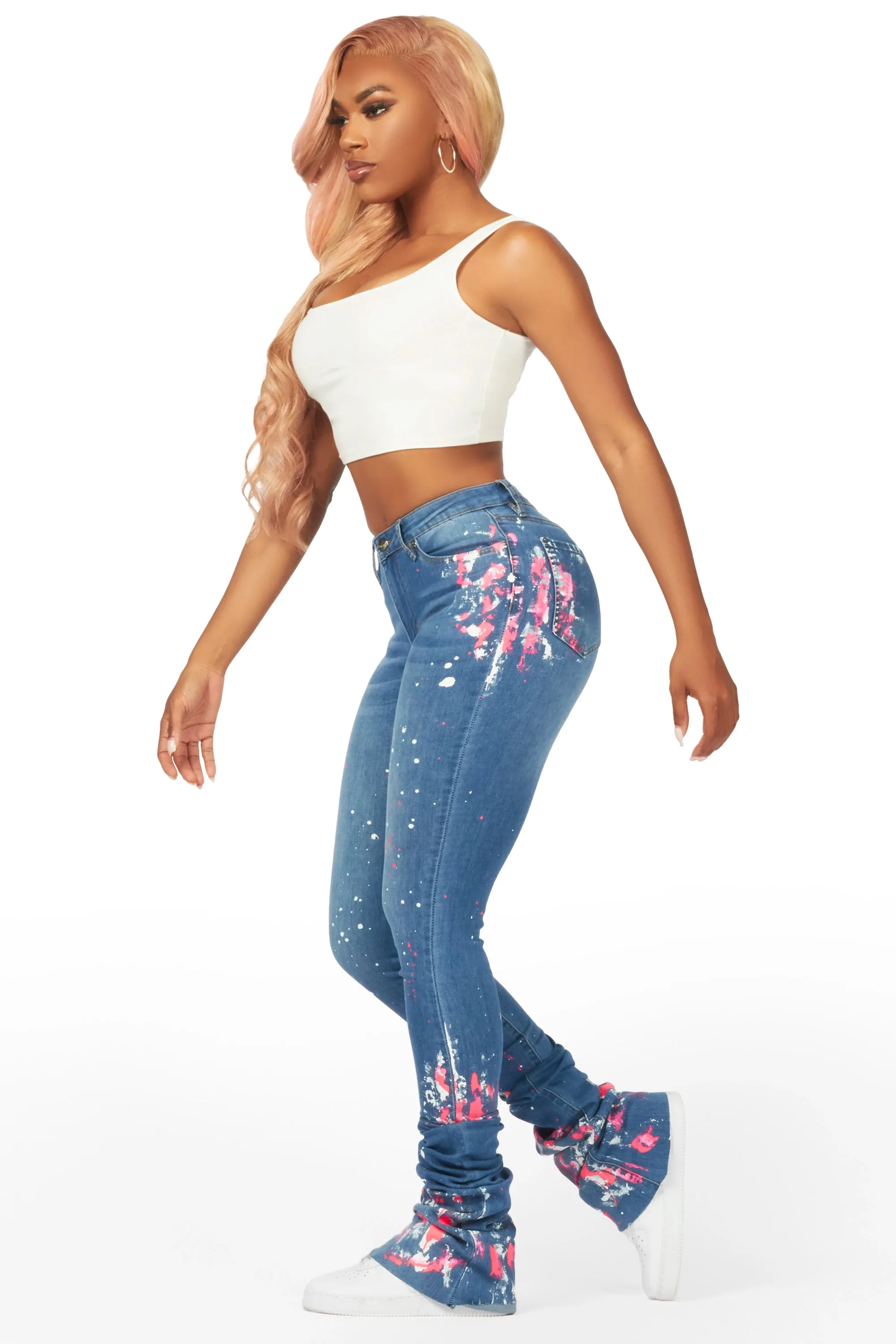 Tyshia Med. Wash Painted Super Stacked Jean sold by Rockstar Original product image thumbnail 2