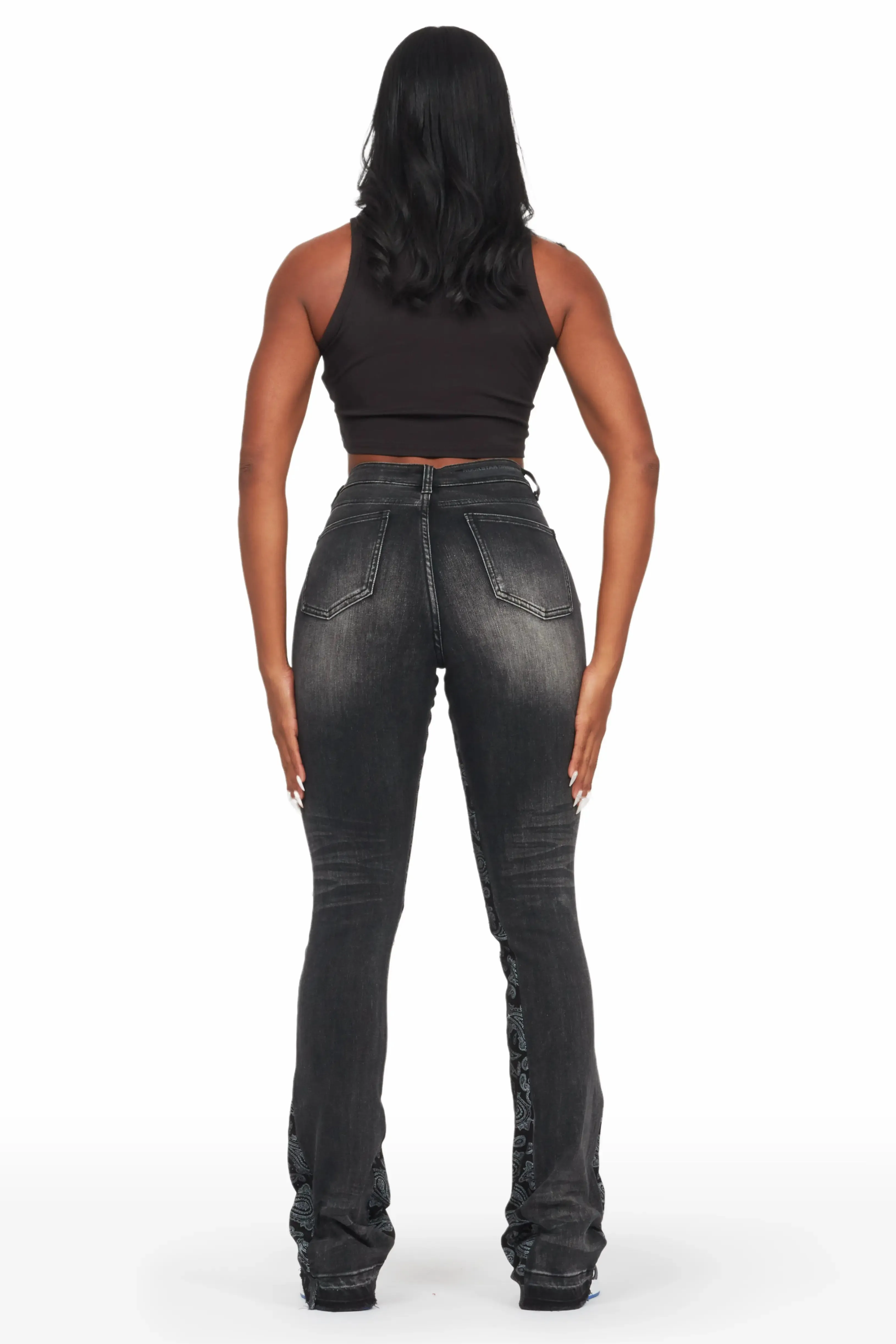 Khaleesy Black Stacked Flare Jean sold by Rockstar Original product image thumbnail 5
