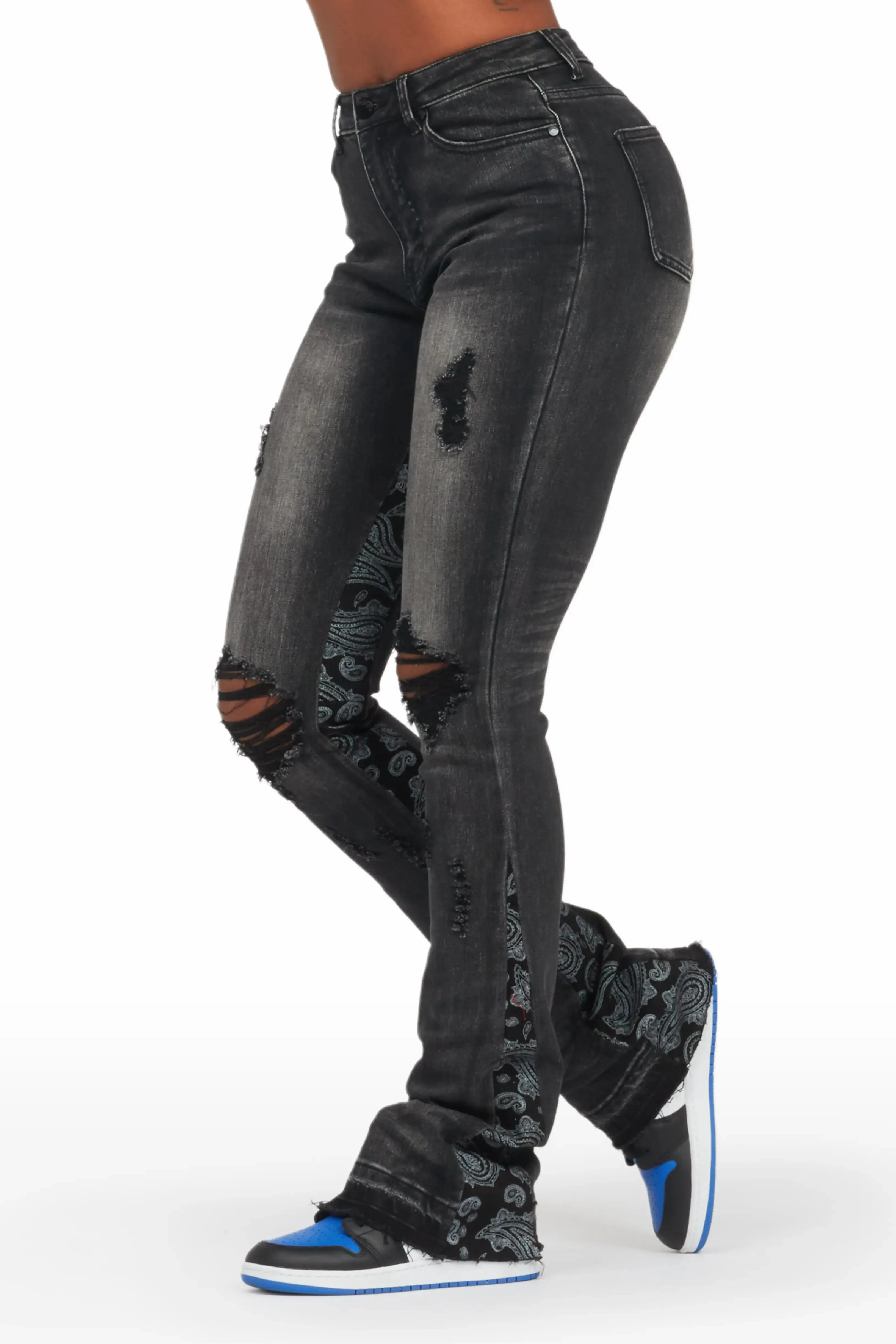 Khaleesy Black Stacked Flare Jean sold by Rockstar Original product image thumbnail 2