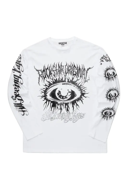 All Seeing Eyes White Long Sleeve Graphic T-Shirt sold by Rockstar Original