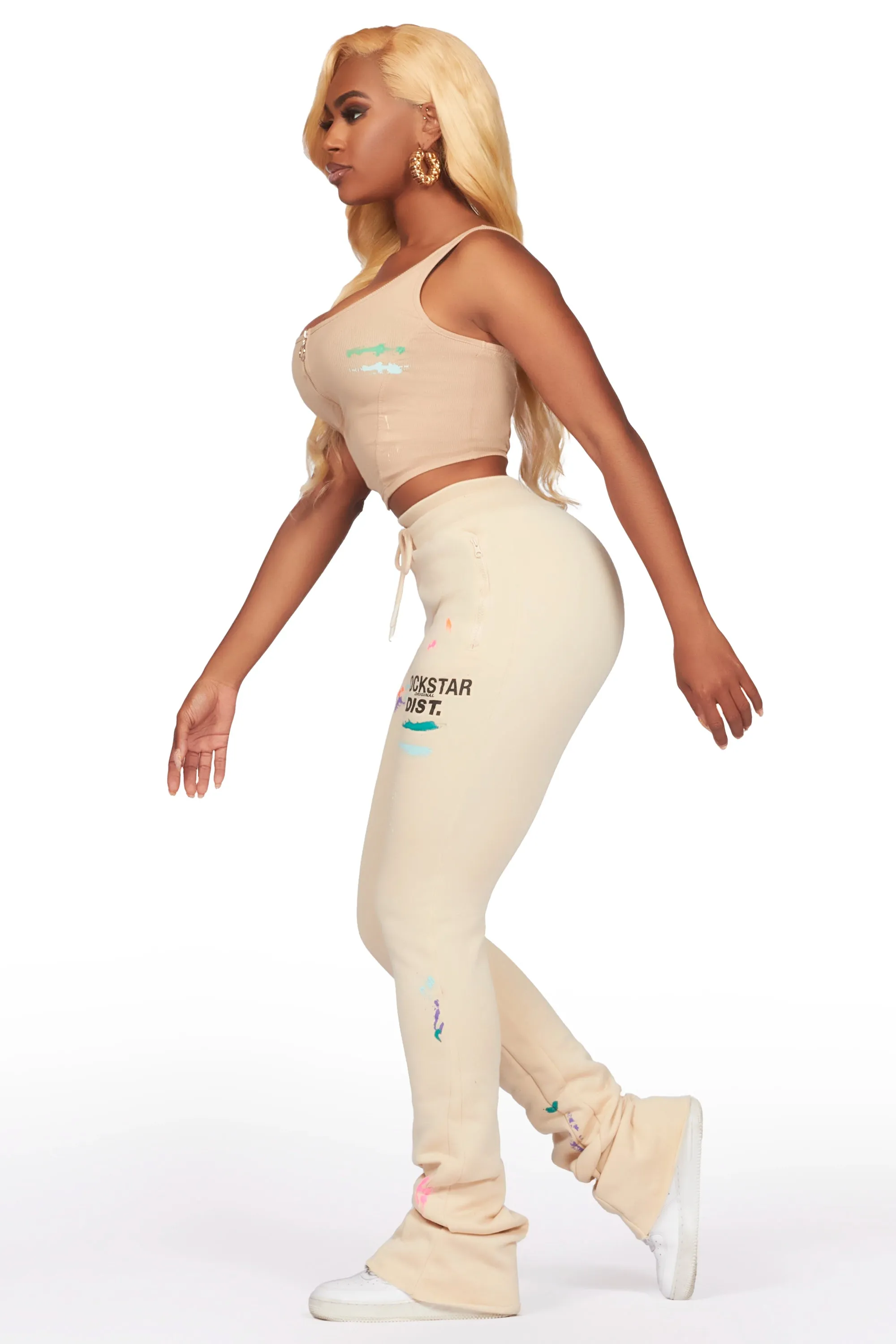 Brandee Beige Corset Super Stacked Trackset sold by Rockstar Original product image thumbnail 4