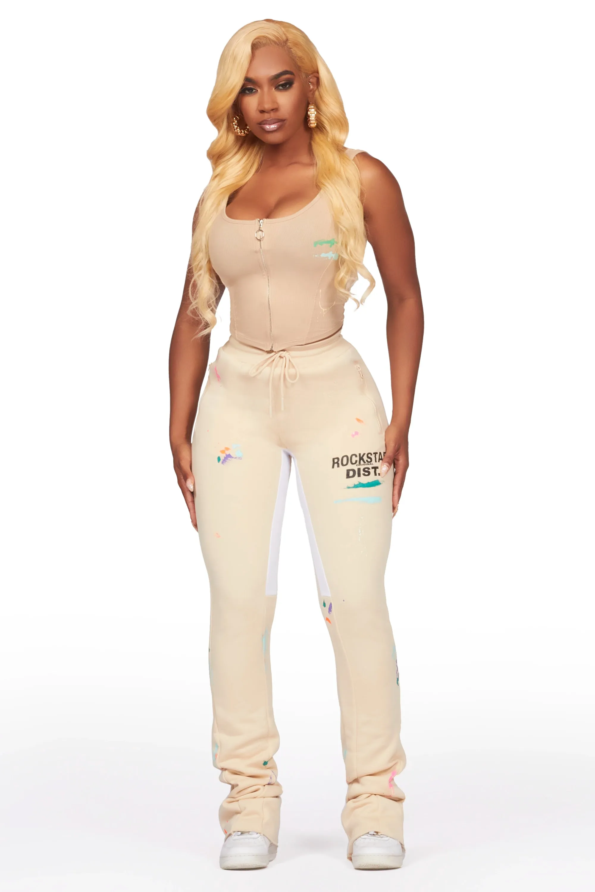 Brandee Beige Corset Super Stacked Trackset sold by Rockstar Original