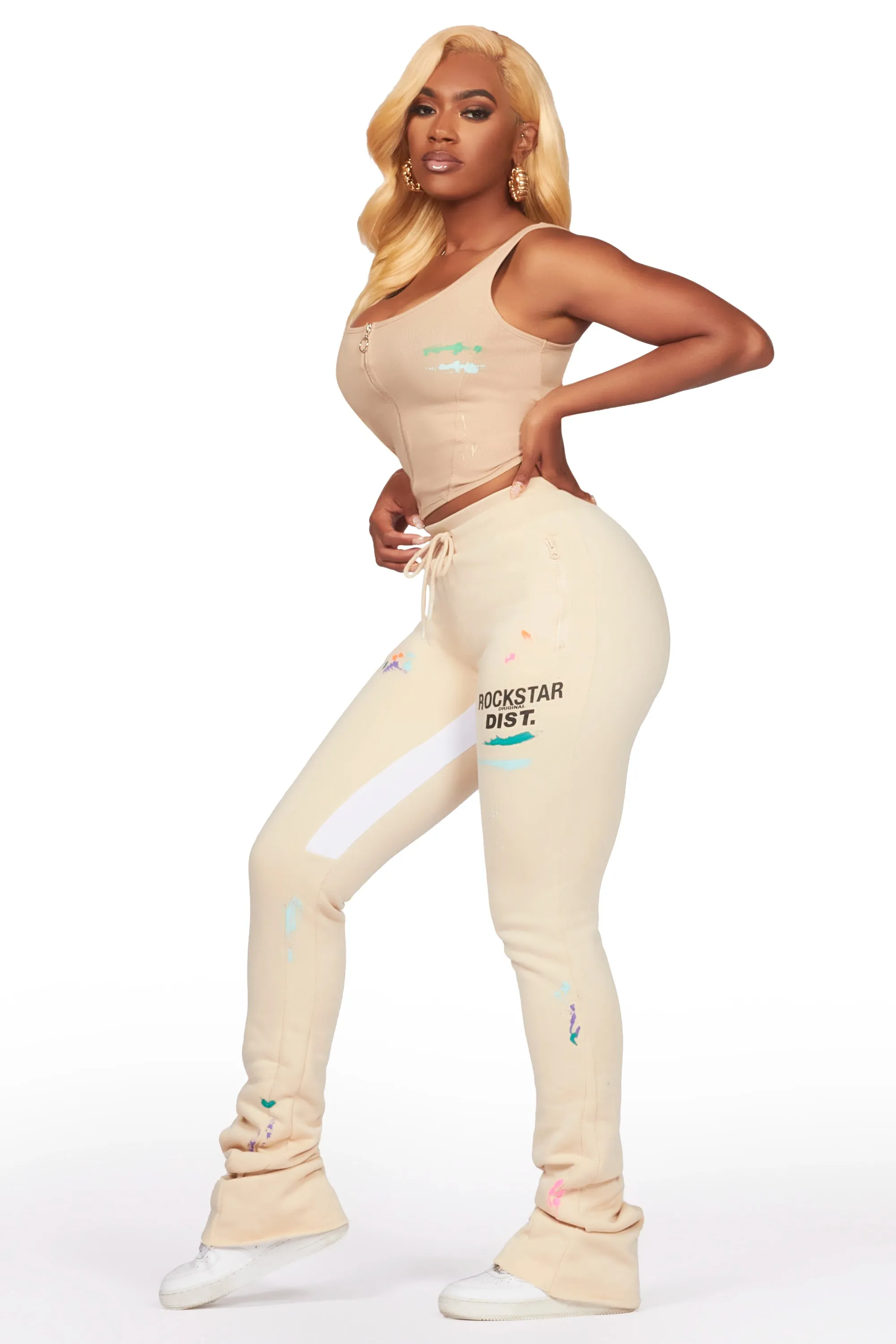 Brandee Beige Corset Super Stacked Trackset sold by Rockstar Original product image thumbnail 2