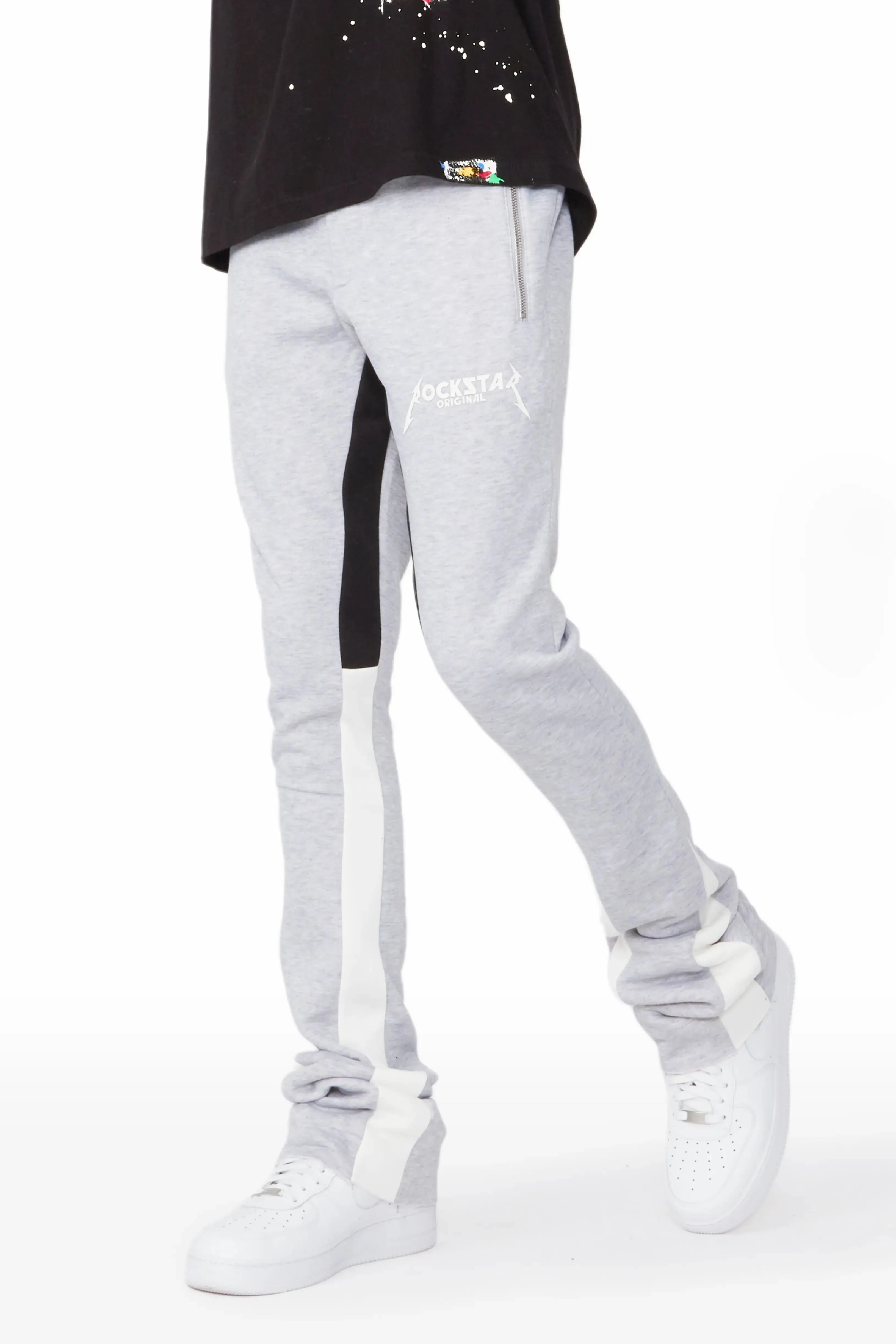 Everest Heather Grey Stacked Flare Track Pant sold by Rockstar Original