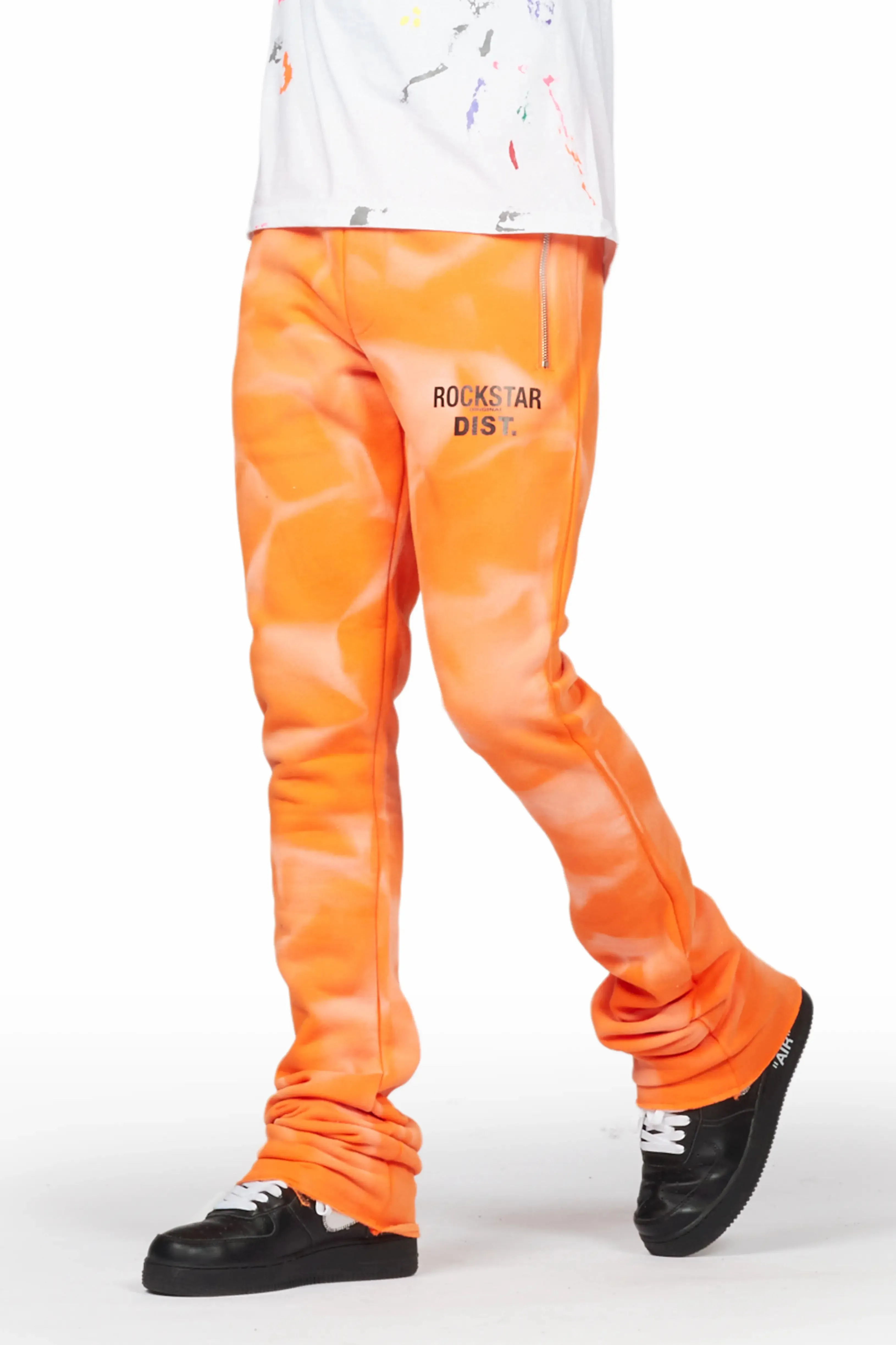 Mallor Orange Graphic Stacked Flare Pant sold by Rockstar Original