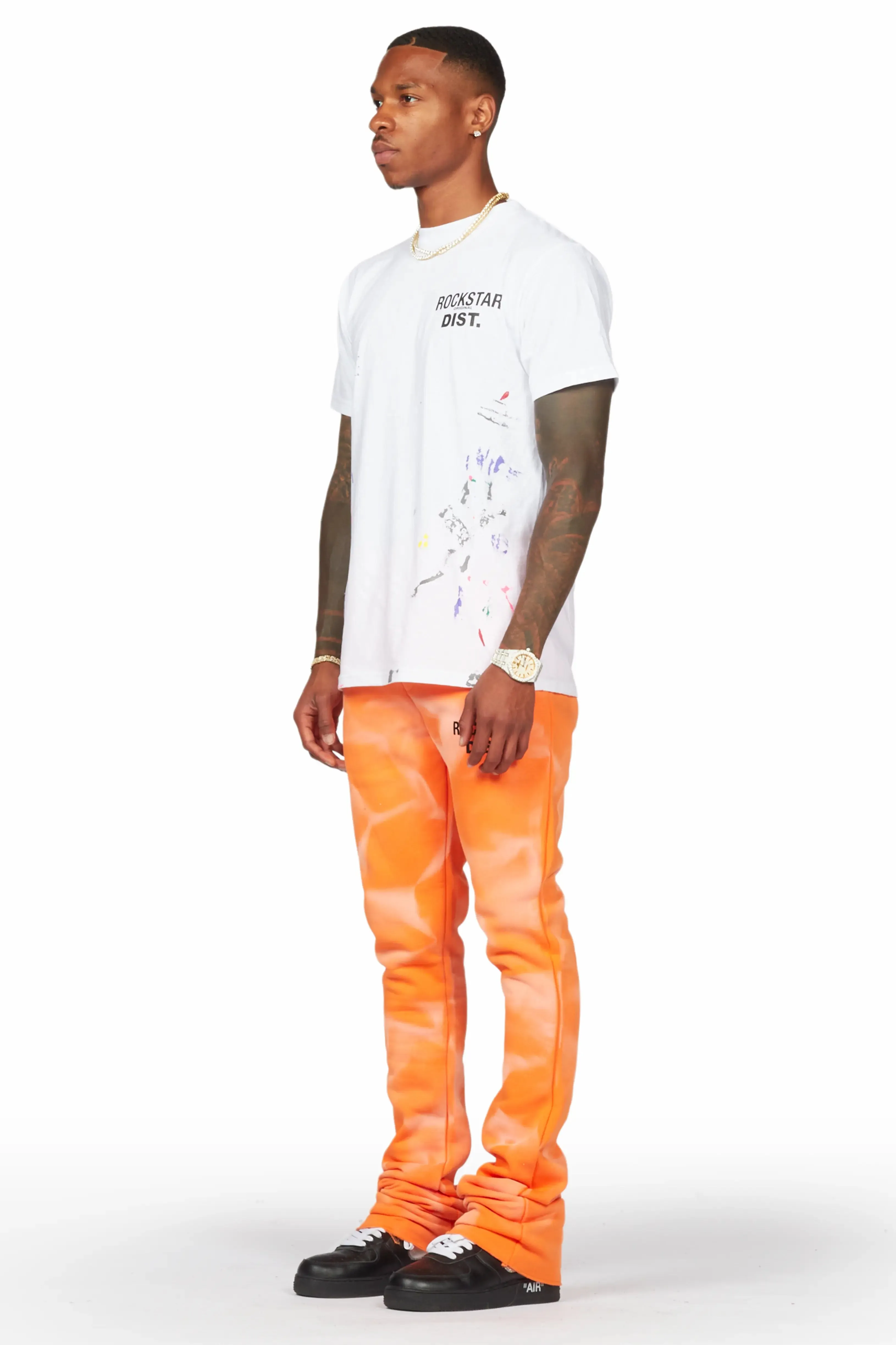 Mallor Orange Graphic Stacked Flare Pant sold by Rockstar Original product image thumbnail 4