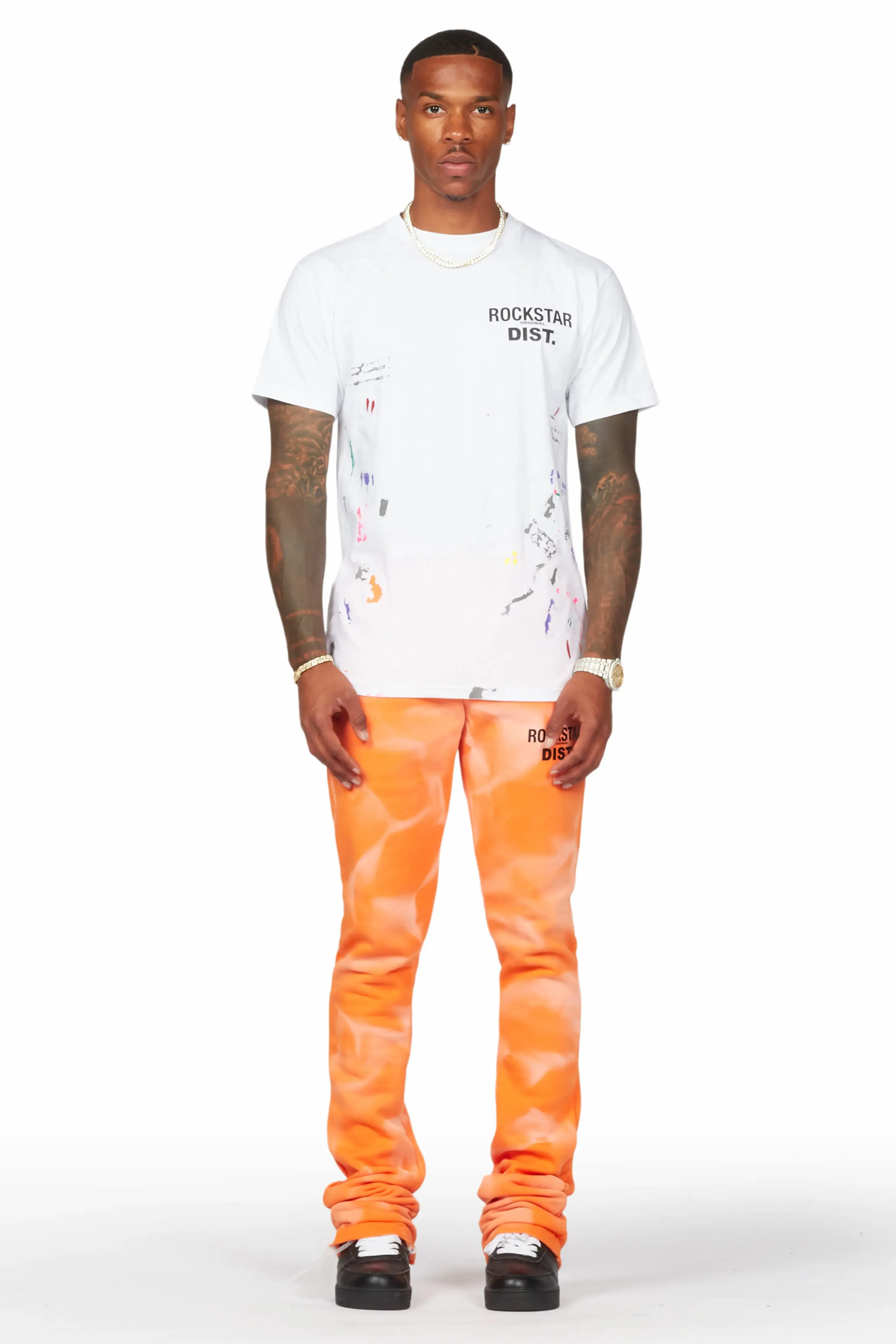 Mallor Orange Graphic Stacked Flare Pant sold by Rockstar Original product image thumbnail 3