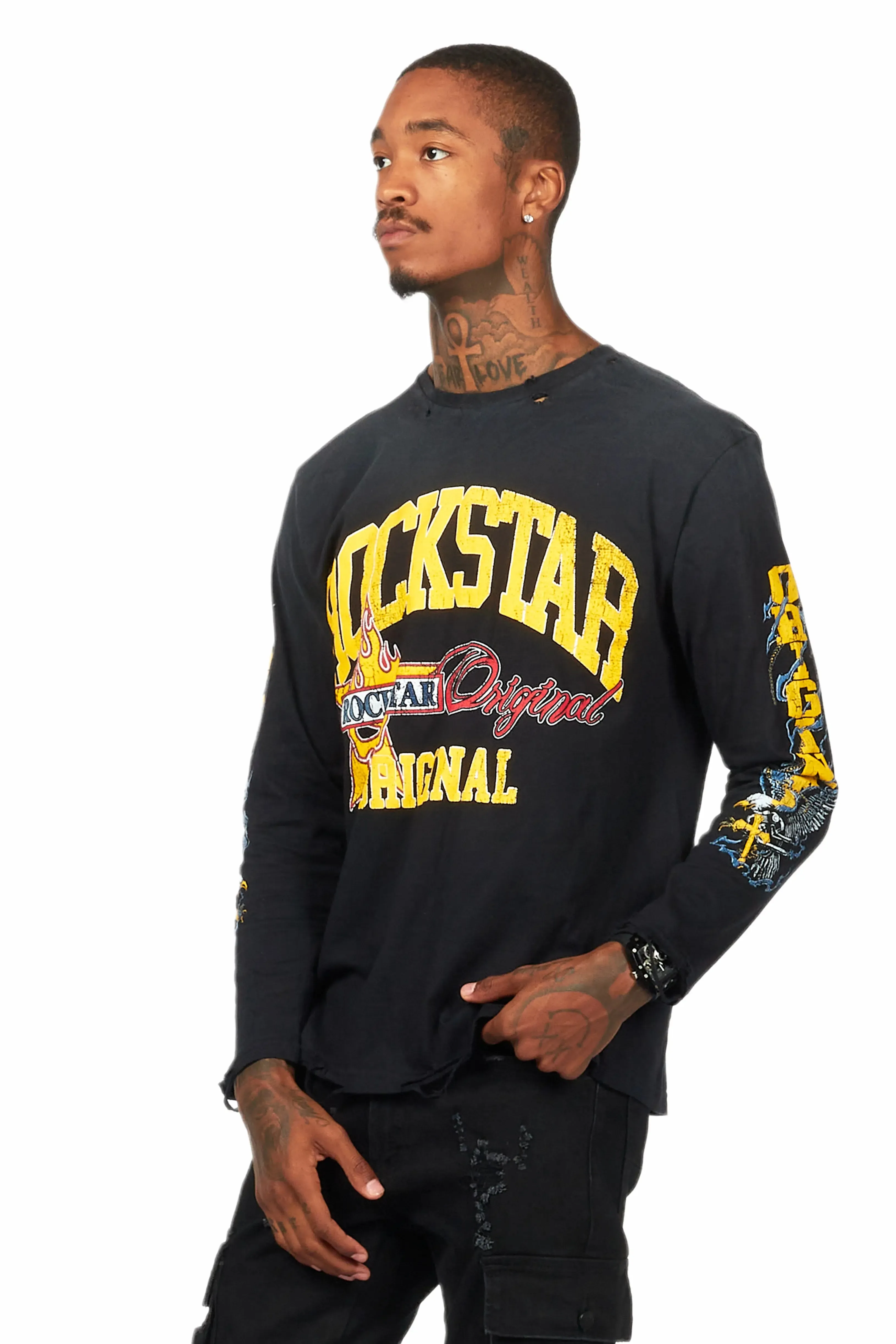 Eppy Black Long Sleeve Graphic T-Shirt sold by Rockstar Original product image thumbnail 5