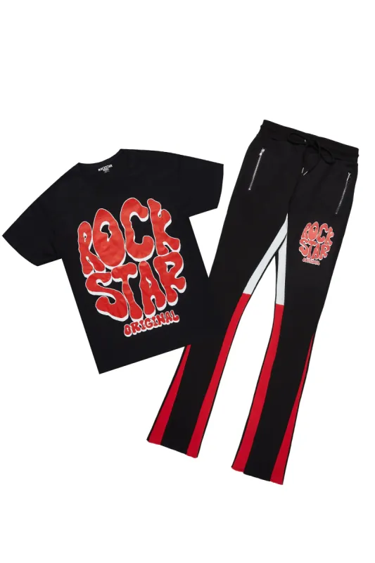Warblen Black/Red T-Shirt/Stacked Flare Pant Set sold by Rockstar Original