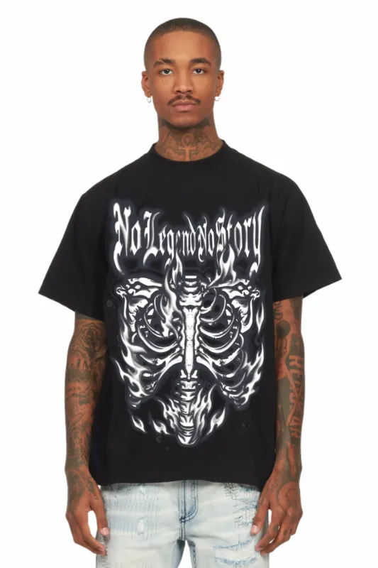 Skelly Black Oversized Graphic T-Shirt sold by Rockstar Original