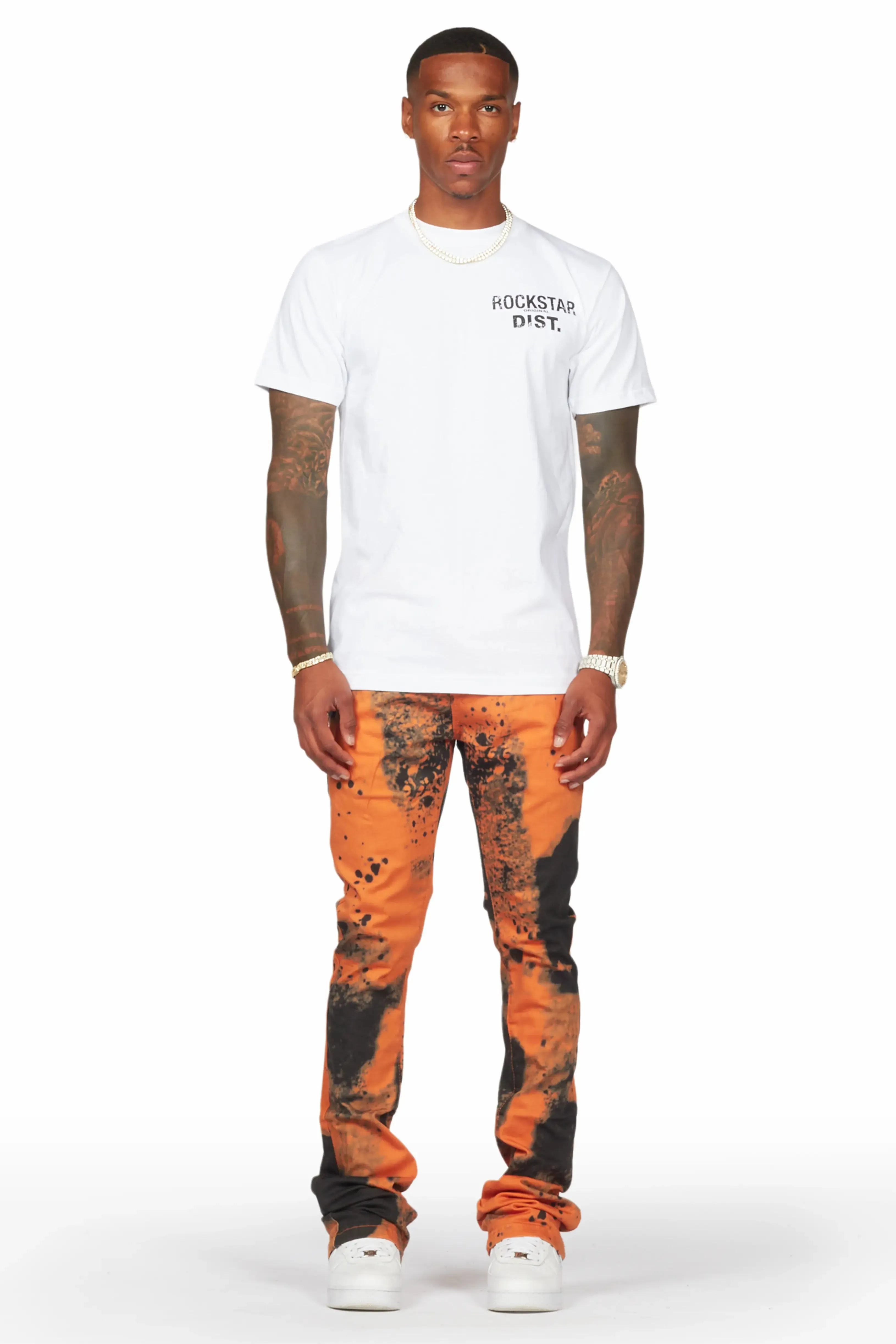 Alam Orange Stacked Flare Pant sold by Rockstar Original product image thumbnail 3