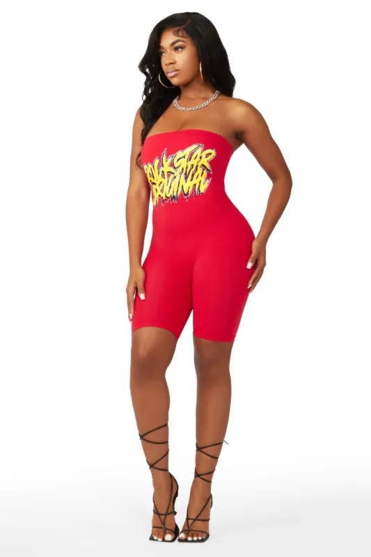Mirah Red Sleeveless Romper sold by Rockstar Original