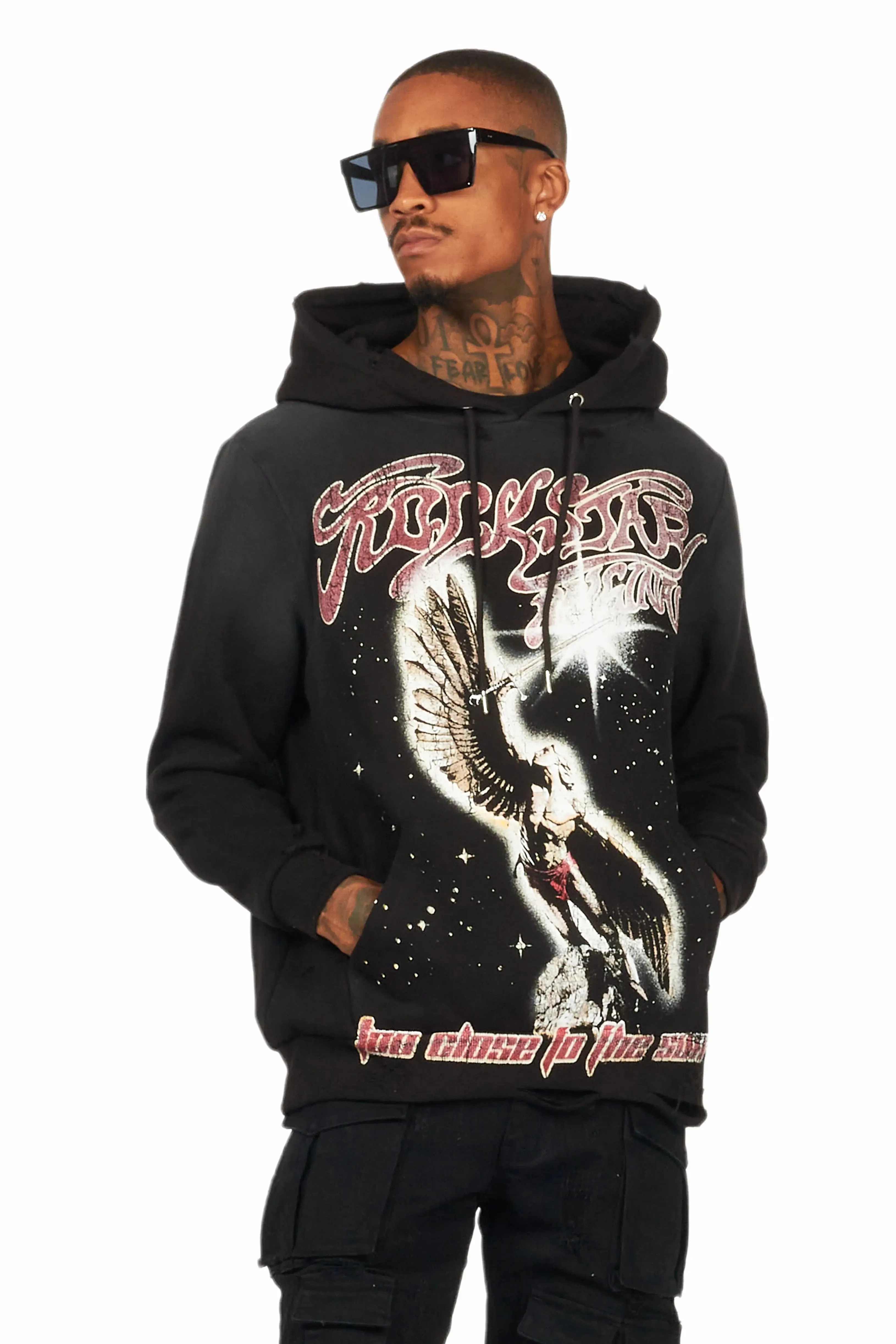 Adohi Black Distressed Graphic Hoodie sold by Rockstar Original product image thumbnail 4
