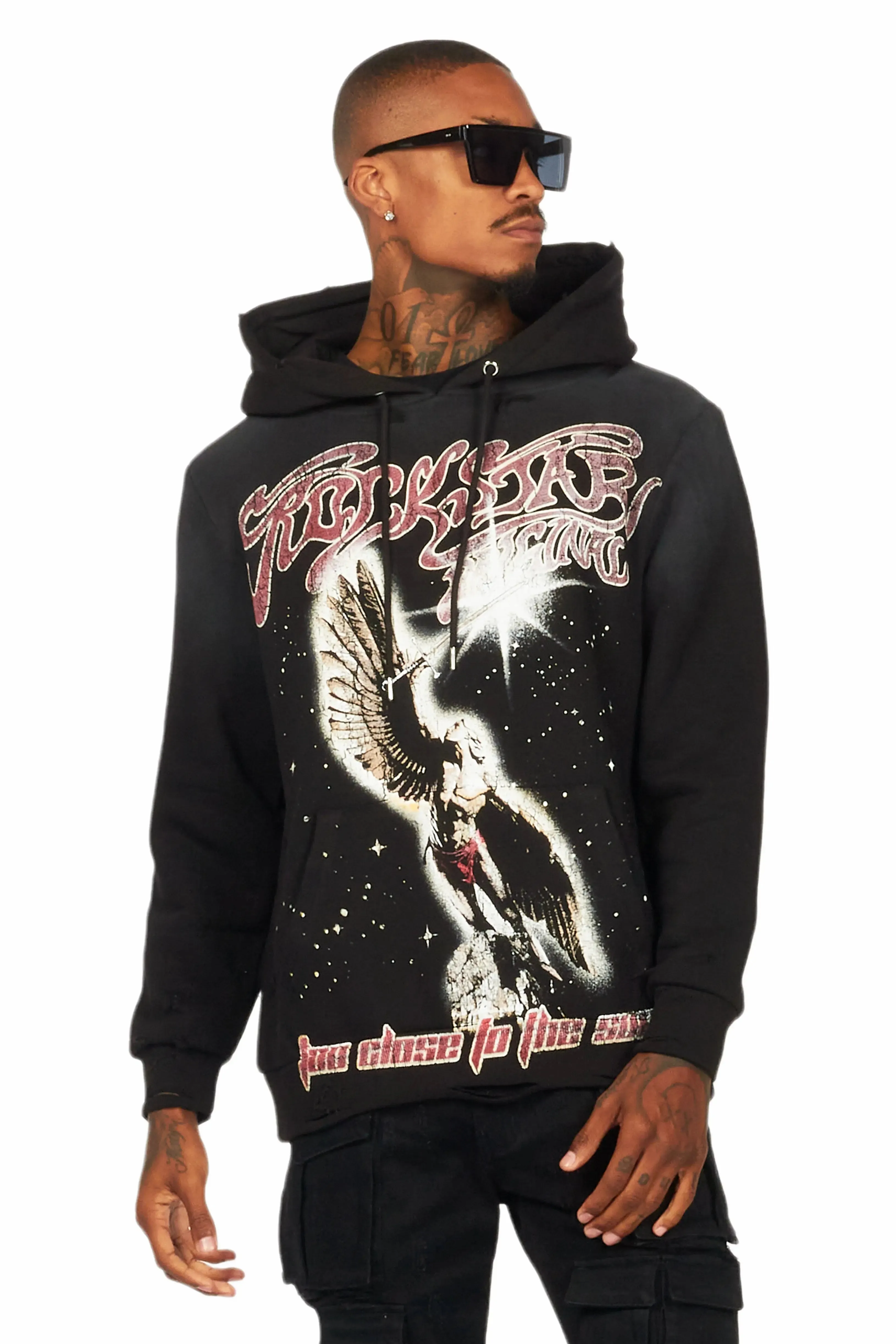 Adohi Black Distressed Graphic Hoodie sold by Rockstar Original product image thumbnail 2