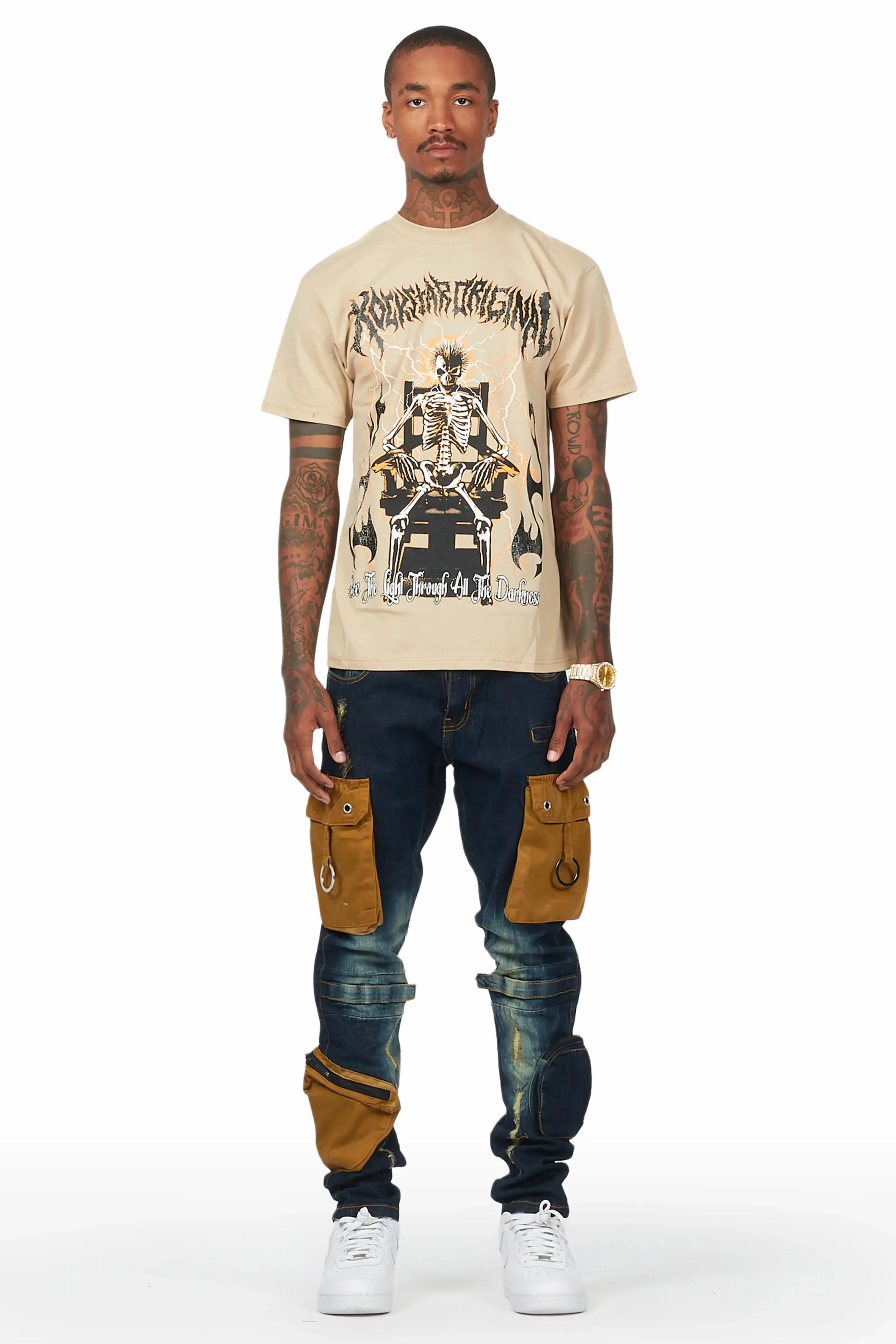 Deathrown Beige T-Shirt Slim Fit Cargo Jean Bundle sold by Rockstar Original product image thumbnail 2