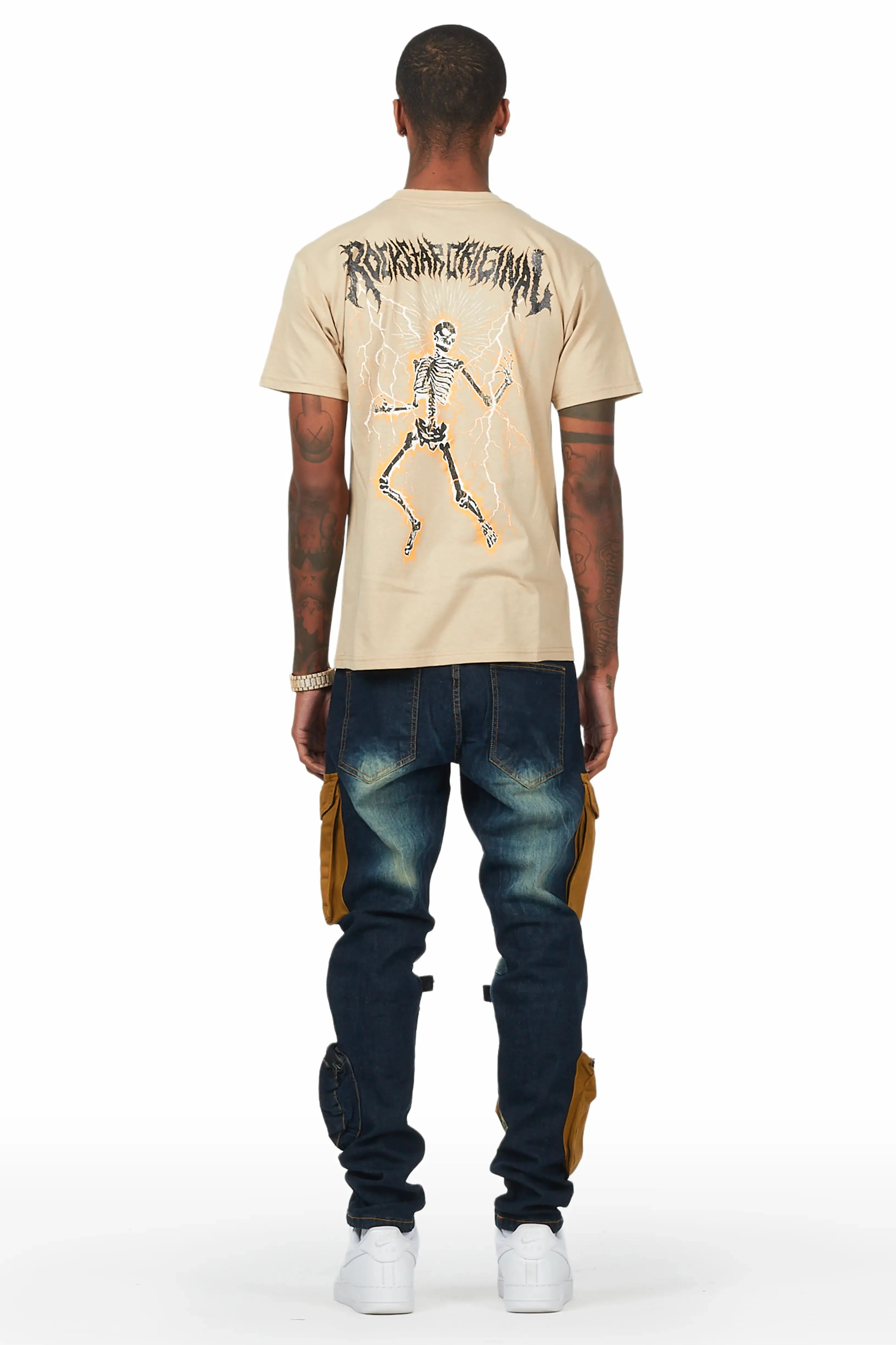 Deathrown Beige T-Shirt Slim Fit Cargo Jean Bundle sold by Rockstar Original product image thumbnail 4