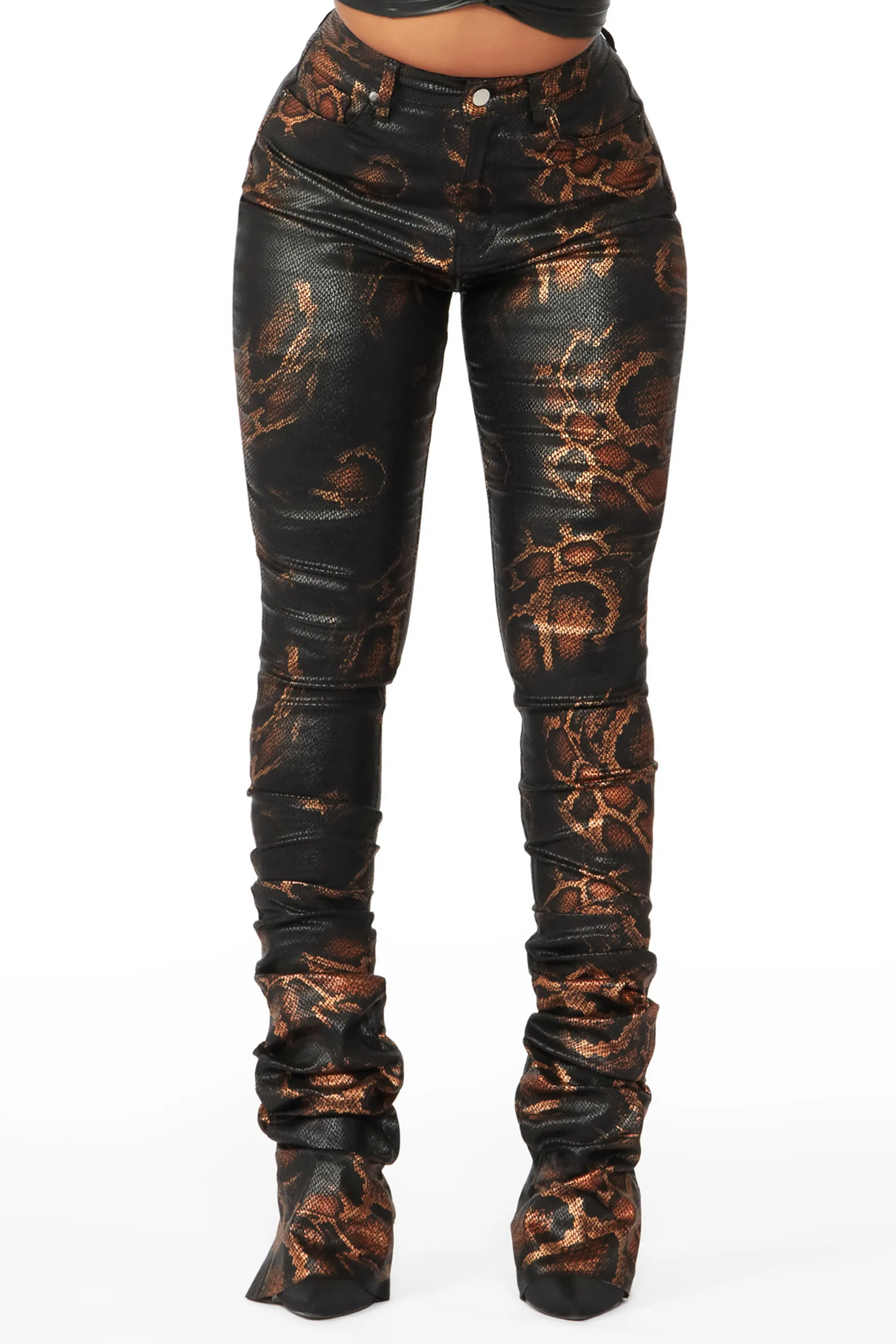 The Drama Snake PU Super Stacked Pant sold by Rockstar Original