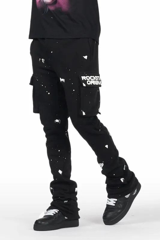 Radko Black Stacked Flare Cargo Pants sold by Rockstar Original