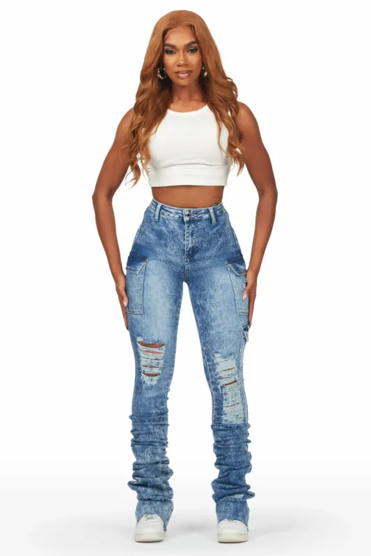 Vixen Acid Wash Cargo Super Stacked Jean sold by Rockstar Original