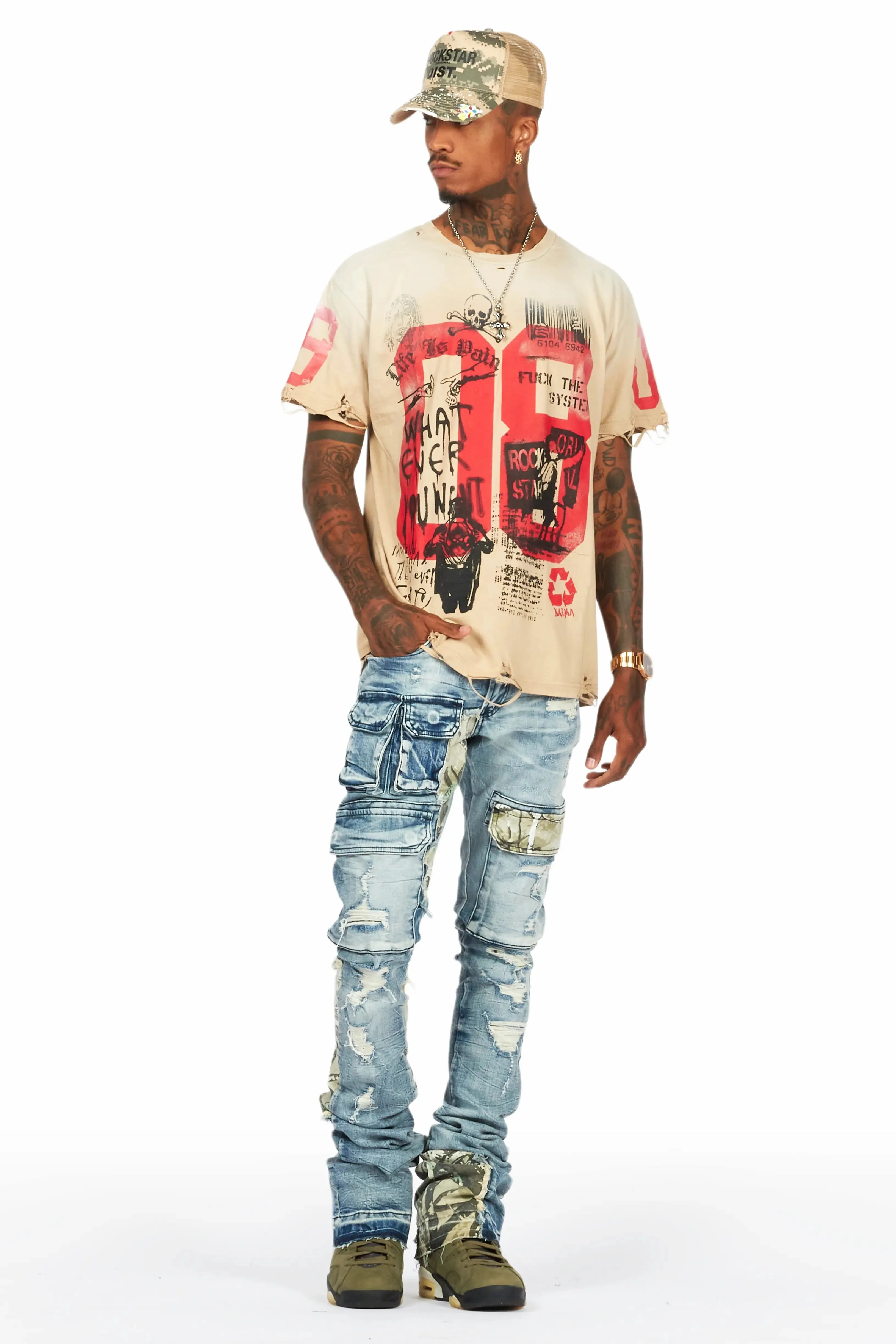 Grill Beige Graphic Oversized T-Shirt sold by Rockstar Original product image thumbnail 2