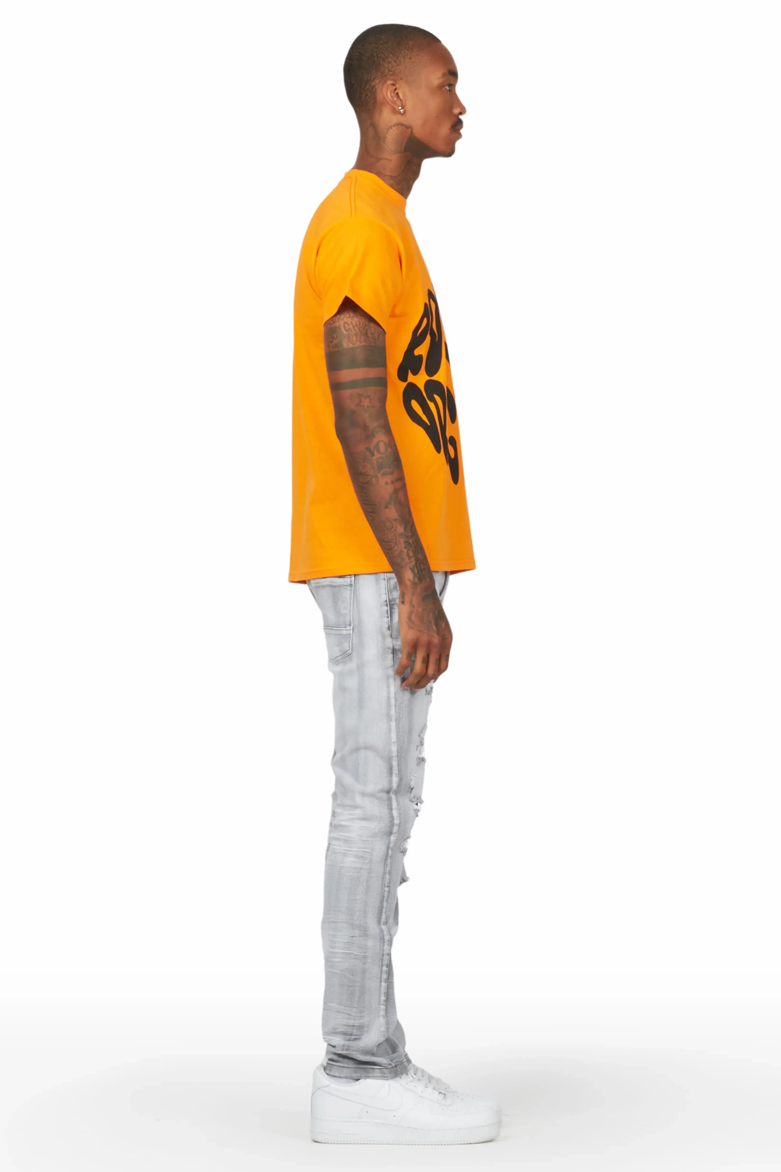 Gaines Light Grey Ripped Slim Straight Jean sold by Rockstar Original product image thumbnail 4