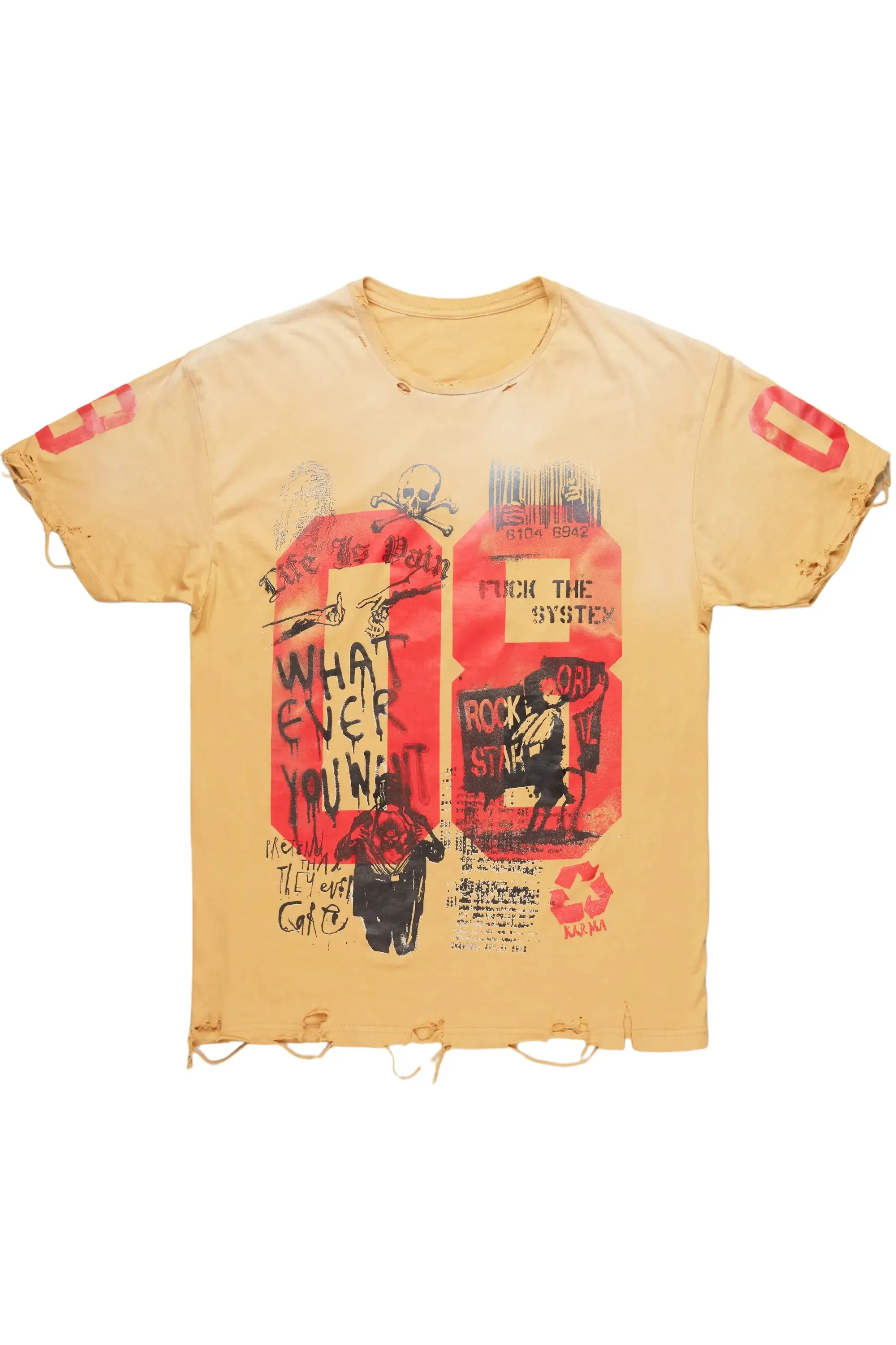 Grill Beige Graphic Oversized T-Shirt sold by Rockstar Original