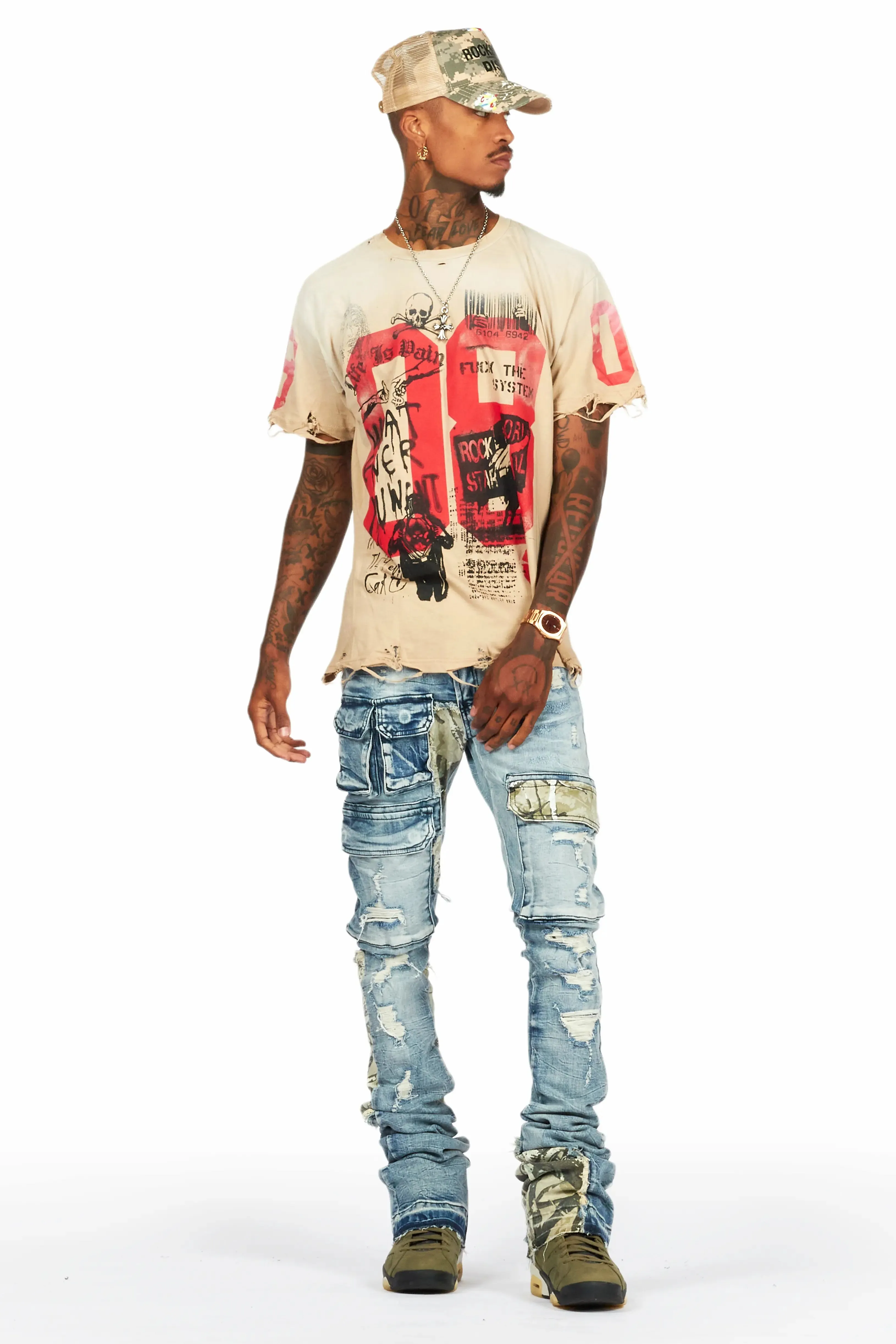 Grill Beige Graphic Oversized T-Shirt sold by Rockstar Original product image thumbnail 5