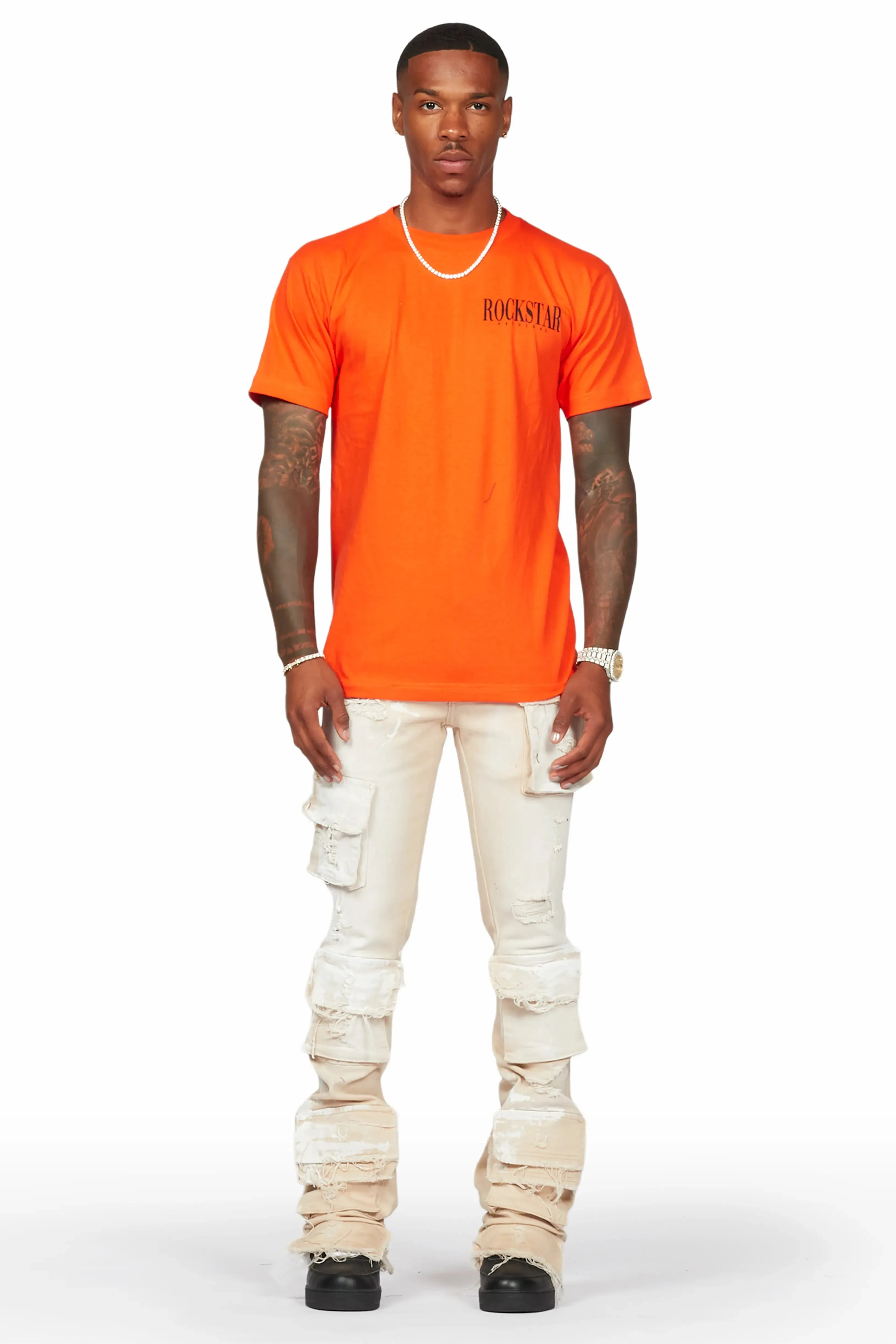 Faxon Beige Painter Stacked Flare Jean sold by Rockstar Original product image thumbnail 2