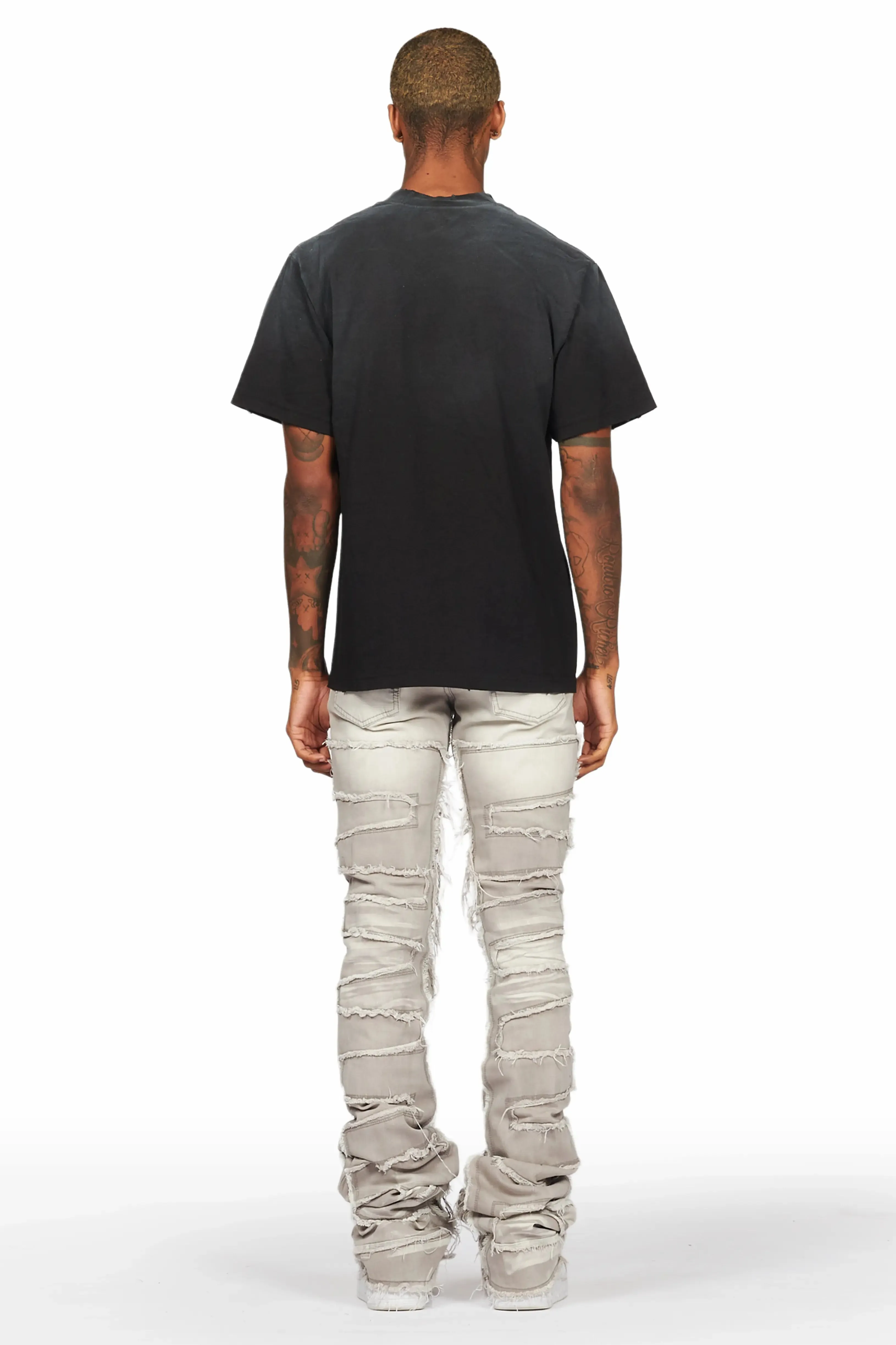Macon Grey/Orange Painter Super Stacked Flare Jean sold by Rockstar Original product image thumbnail 5