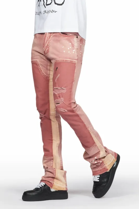Quetzel Vintage Red Stacked Flare Jean made by Rockstar Original