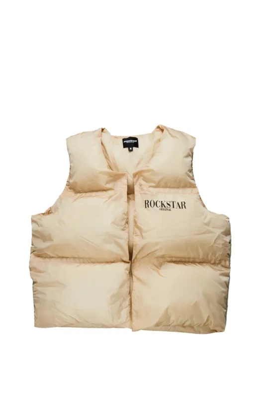 Frederick Beige Puffer Vest sold by Rockstar Original