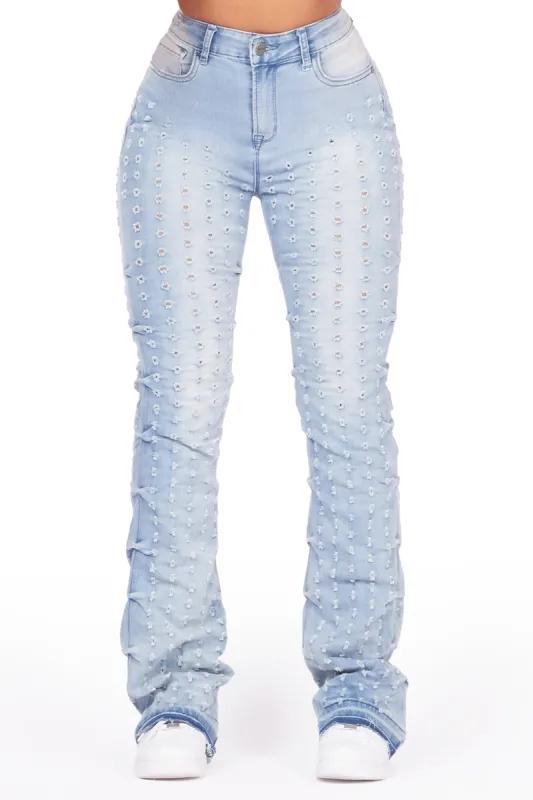 Valondra Light Wash Stacked Flare Jean sold by Rockstar Original