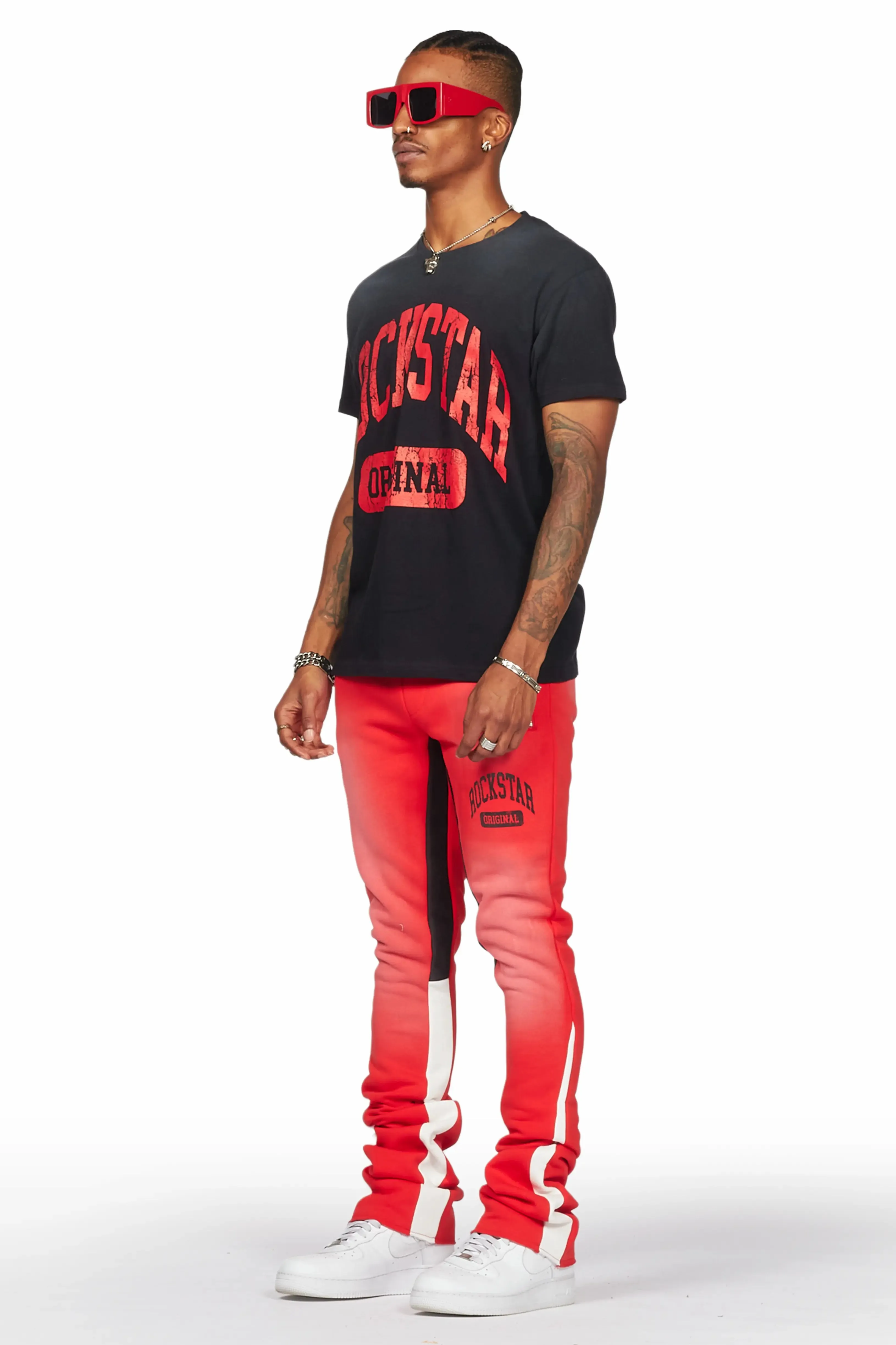 Members Black/Red T-Shirt/Stacked Flare Pant Set sold by Rockstar Original product image thumbnail 4