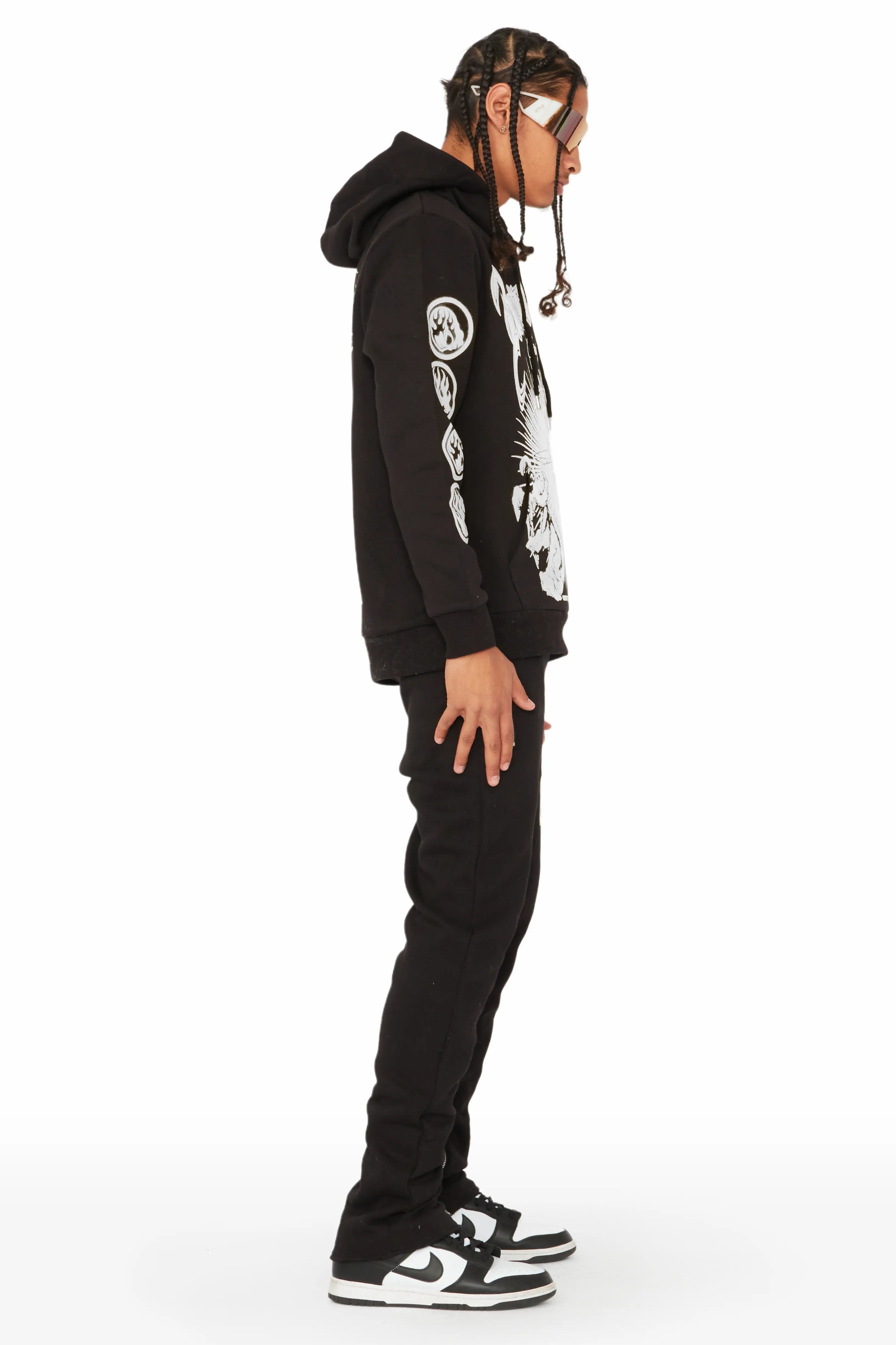 Yarden Black Graphic Hoodie Slim Fit Track Set sold by Rockstar Original product image thumbnail 4