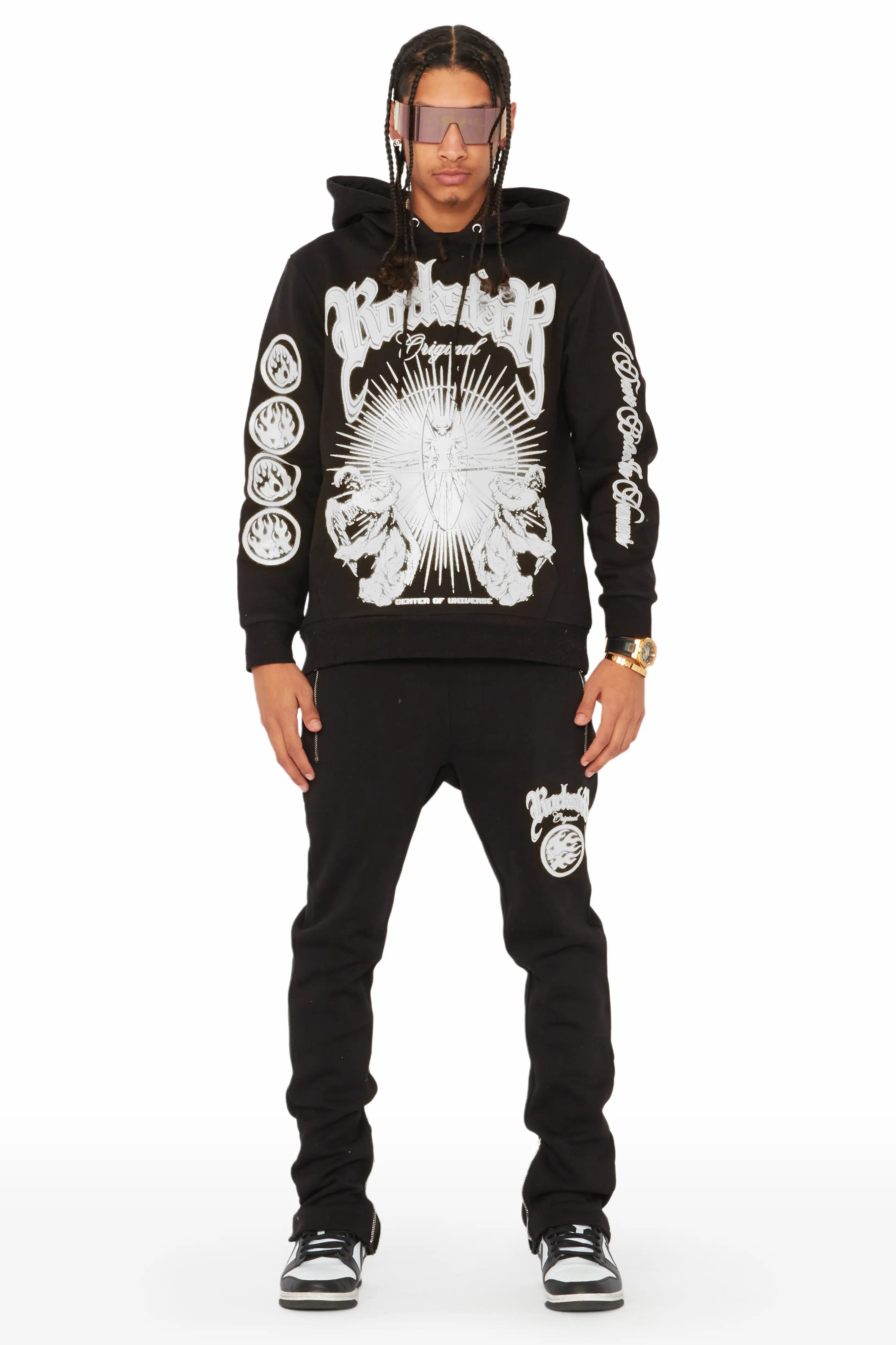 Yarden Black Graphic Hoodie Slim Fit Track Set sold by Rockstar Original